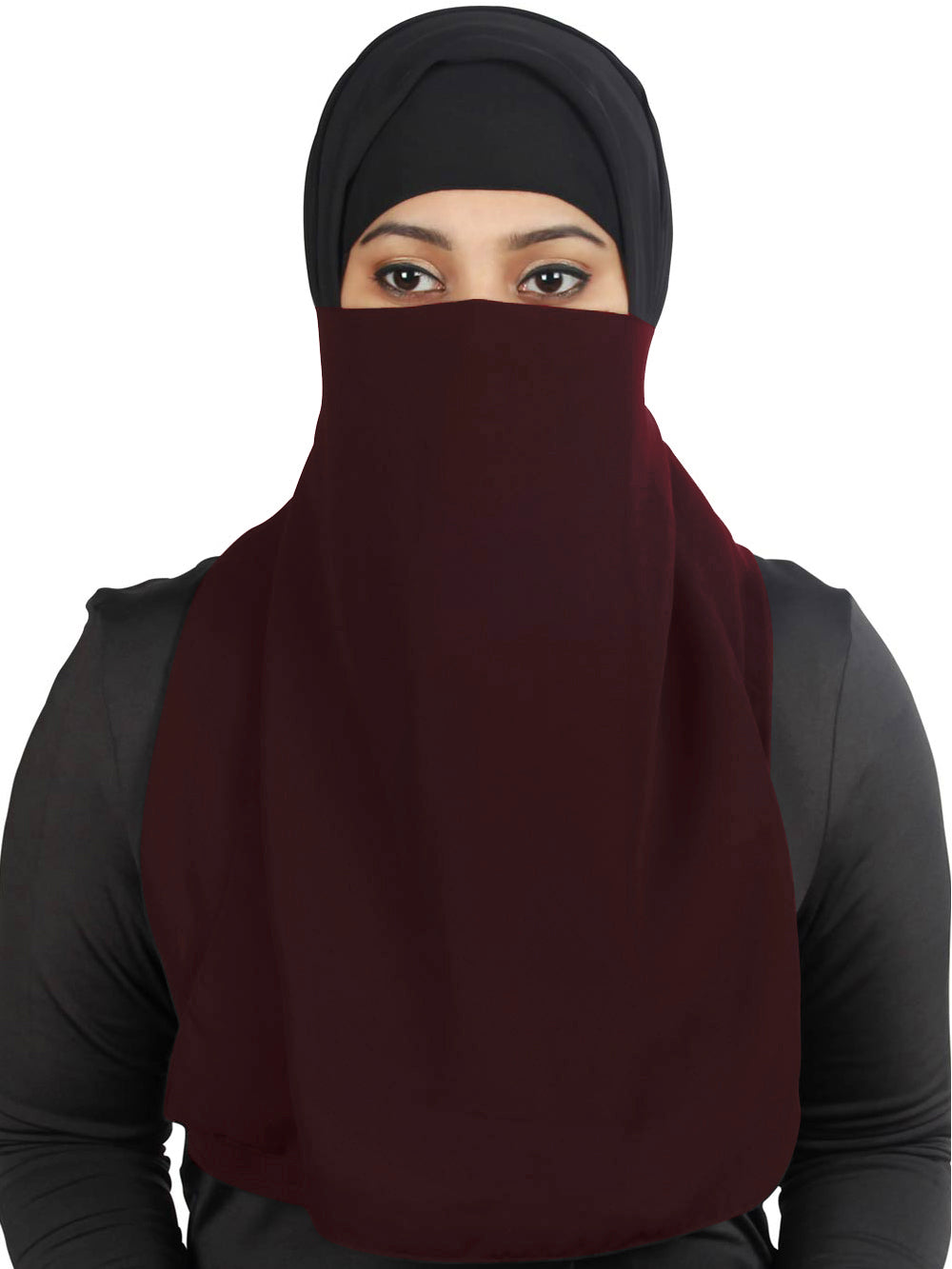 Black Georgette Half Niqab Nosepiece - Breathable & Comfortable Face Cover for Women - Perfect for Daily Wear, Prayer, and Outdoor Activities