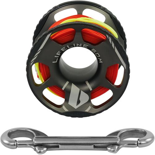 Apeks Lifeline 60M Grey Finger Spool - Durable Scuba Diving Gear for Underwater Safety & Emergency Rescue | Perfect for Cave Diving, Wreck Exploration & Technical Diving