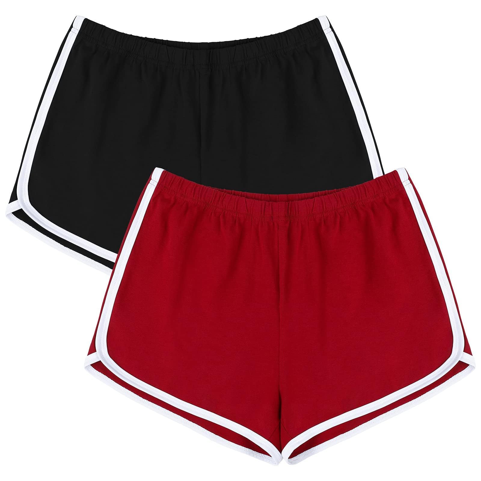 URATOT Women's Cotton Gym Shorts - 2 Pack Breathable Yoga Running Active Shorts with Elastic Waistband | Perfect for Workouts, Yoga, Dance & Summer Activities
