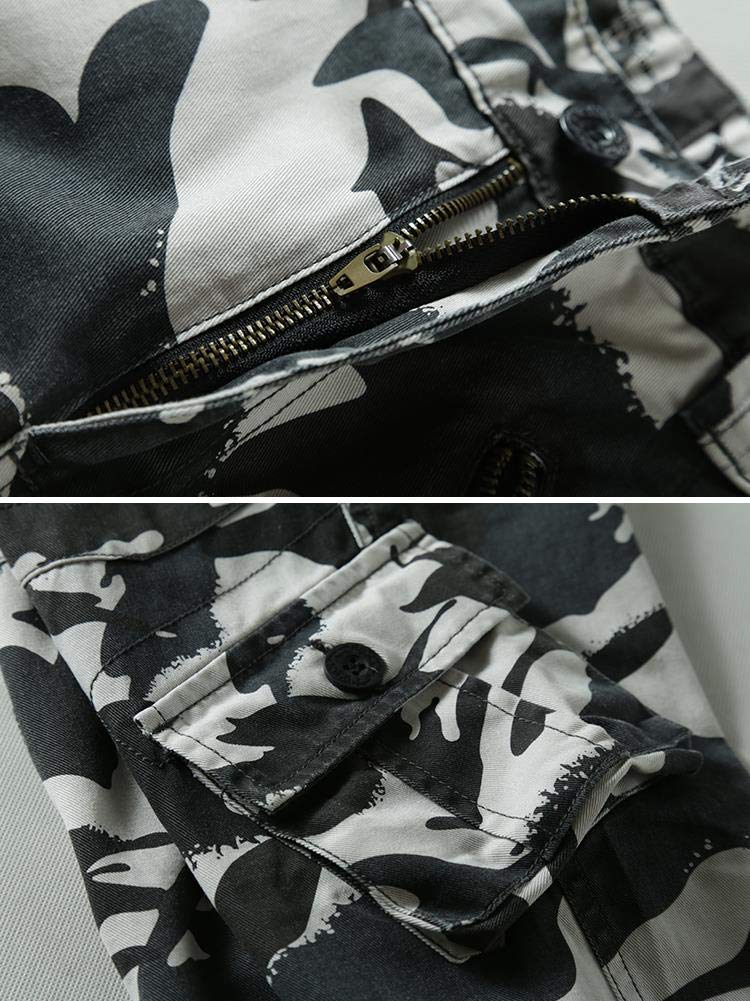 TRGPSG Men's Camo Cargo Pants - Cotton Casual Work & Hiking Pants with 8 Pockets - Outdoor Adventure, Camping & Everyday Wear