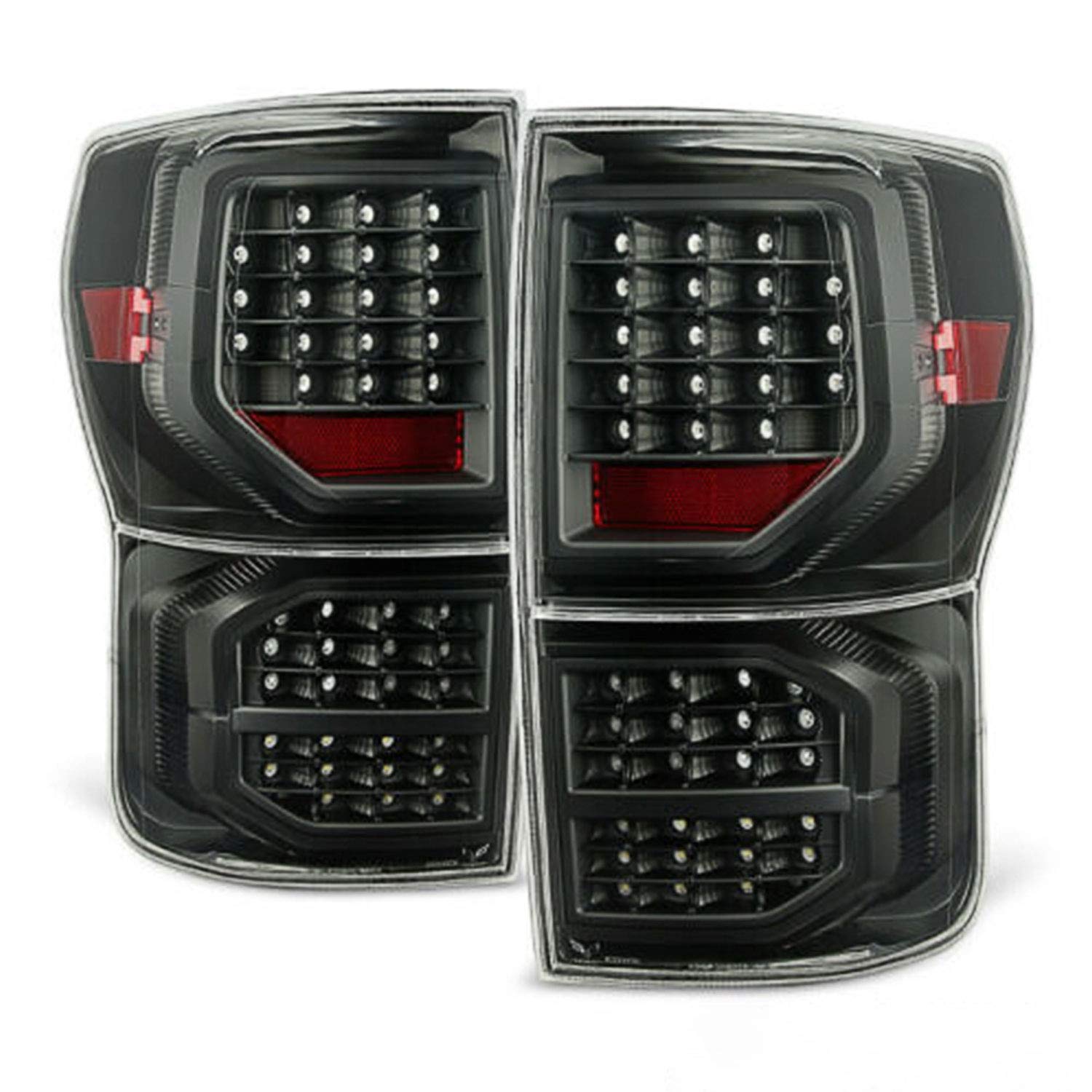 AKKON Black LED Headlights & Tail Lights for 2007-2013 Toyota Tundra - Direct Replacement Pair (Left+Right) - Upgrade Your Truck's Style & Night Visibility for Safer Driving