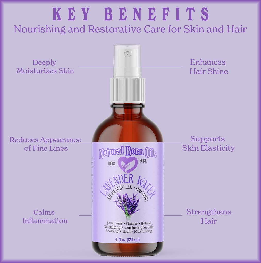 Organic Lavender Hydrosol Water - 1 Gallon Pure Natural Calming Essence for Skin Balancing, Hair & Scalp Care | Aromatherapy, DIY Beauty Products, Home Spa Relaxation