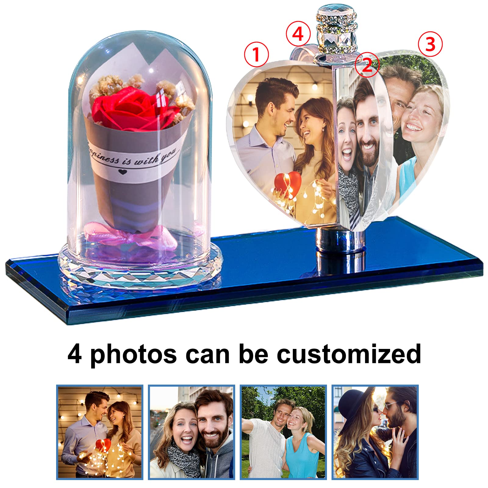 Personalized 3D Photo Crystal Windmill Lamp - Custom Engraved Picture Frame with LED Night Light - Unique Gift for Christmas, Anniversary, Birthday - Perfect for Home Decor, Bedroom Nightstand, Romantic Present