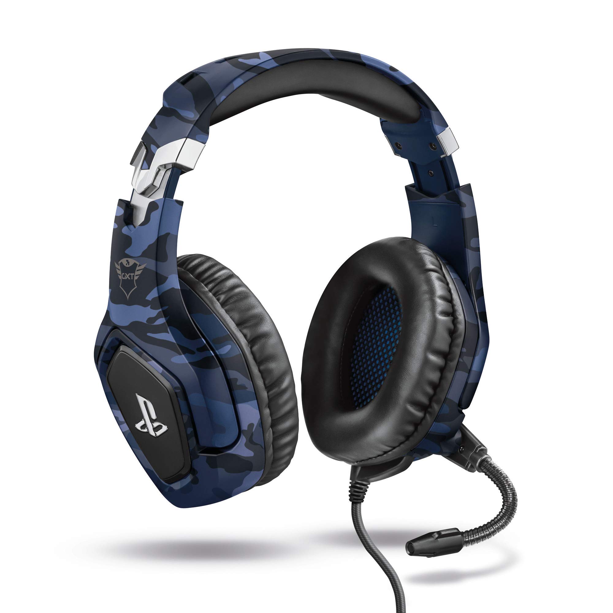 Trust GXT 488 Forze-B Official Licensed PlayStation Gaming Headset for PS4 & PS5 - Foldable Mic, Adjustable Headband, 3.5mm Wired Over-Ear Headphones (Blue) - Perfect for Competitive Gaming & Immersive Audio Experience