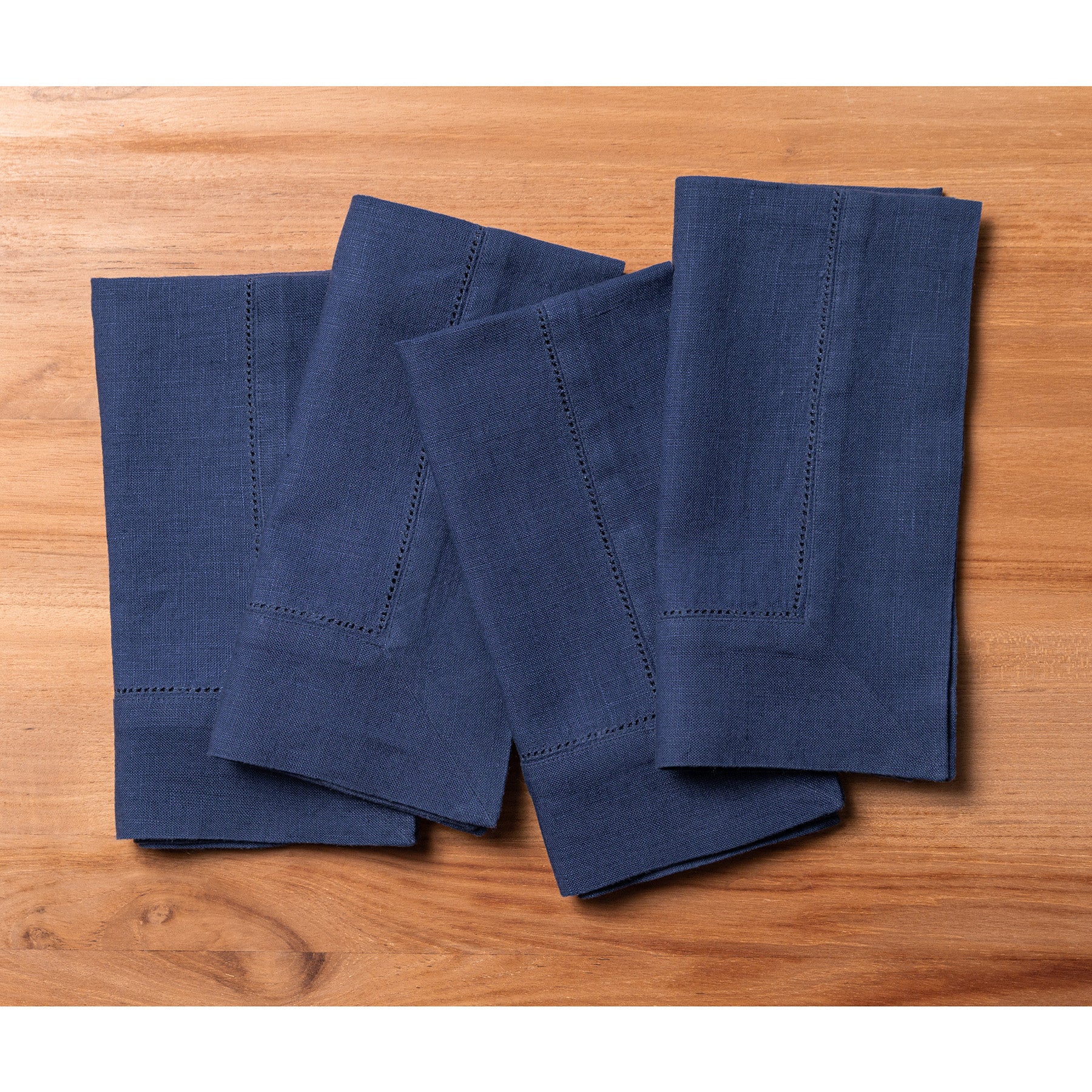 Premium Heavyweight Hemstitch Linen Napkins - Set of 4 - Elegant Dinner Party & Formal Dining Table Decor