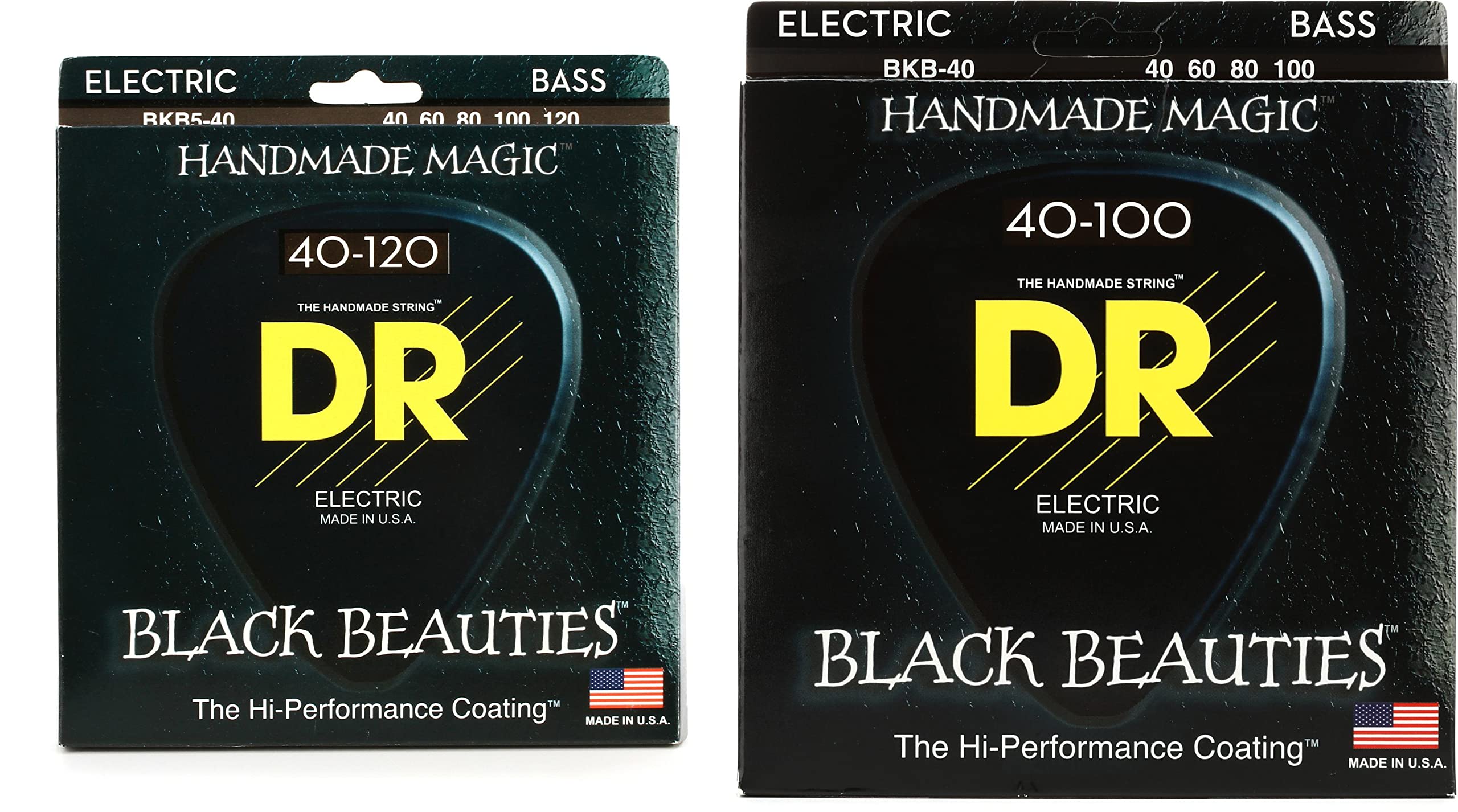 DR Strings BKB5-40 Black Beauties Coated Steel Bass Guitar Strings - .040-.120 Light 5-String Set & BKB-40 .040-.100 Light | Long-Lasting Tone & Playability | Perfect for Studio Recording & Live Performances