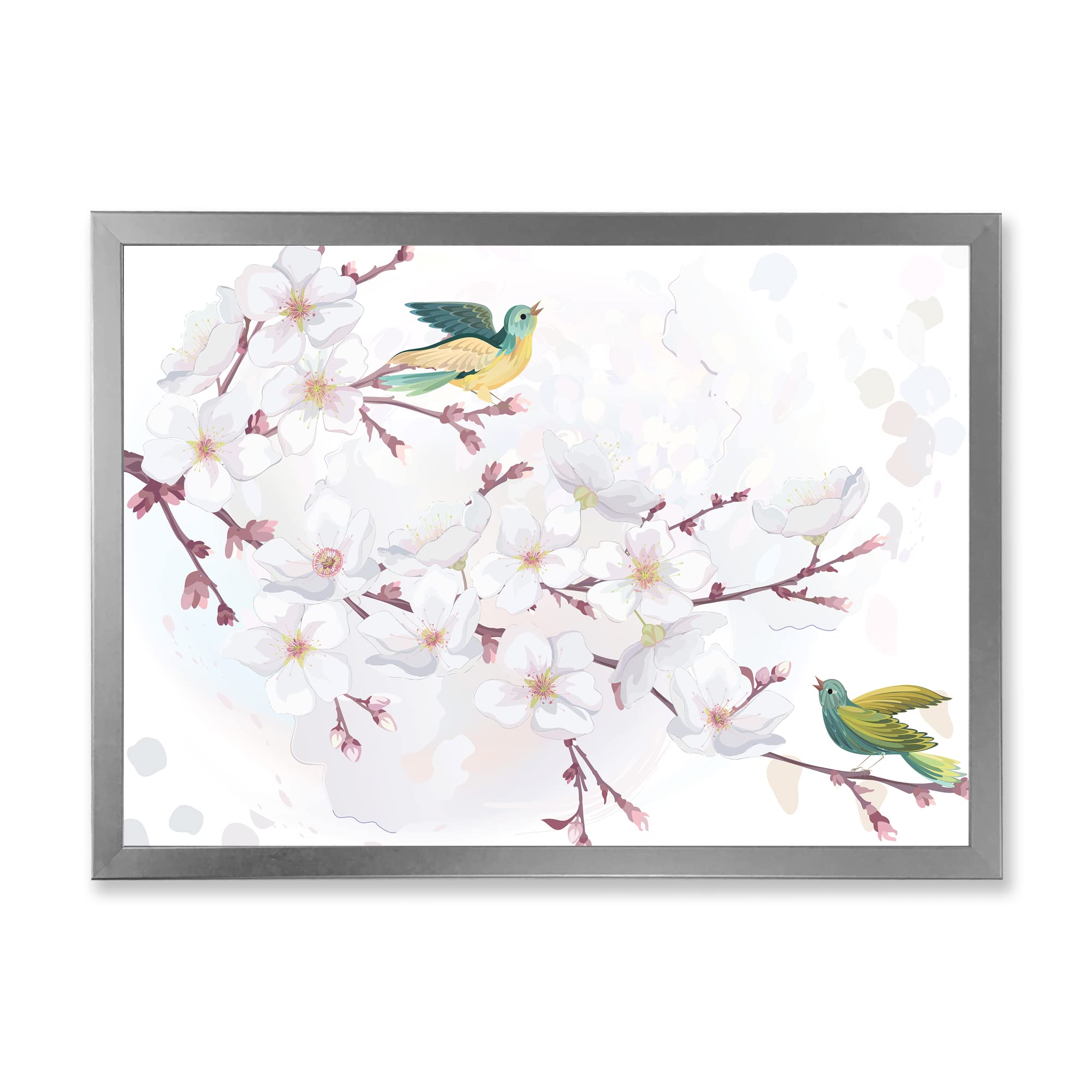 DesignQ Blossoming Cherry Tree Traditional Framed Wall Art - Elegant Home Decor for Living Room, Bedroom & Office - Perfect Gift for Housewarming & Wedding