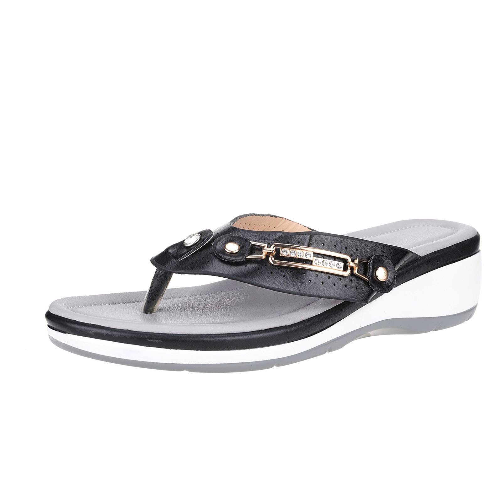 Women's Summer Casual Beach Sandals with Metal Heel - Comfortable Slope Buckle Design for Ladies | Perfect for Vacation, Poolside, and Outdoor Relaxation