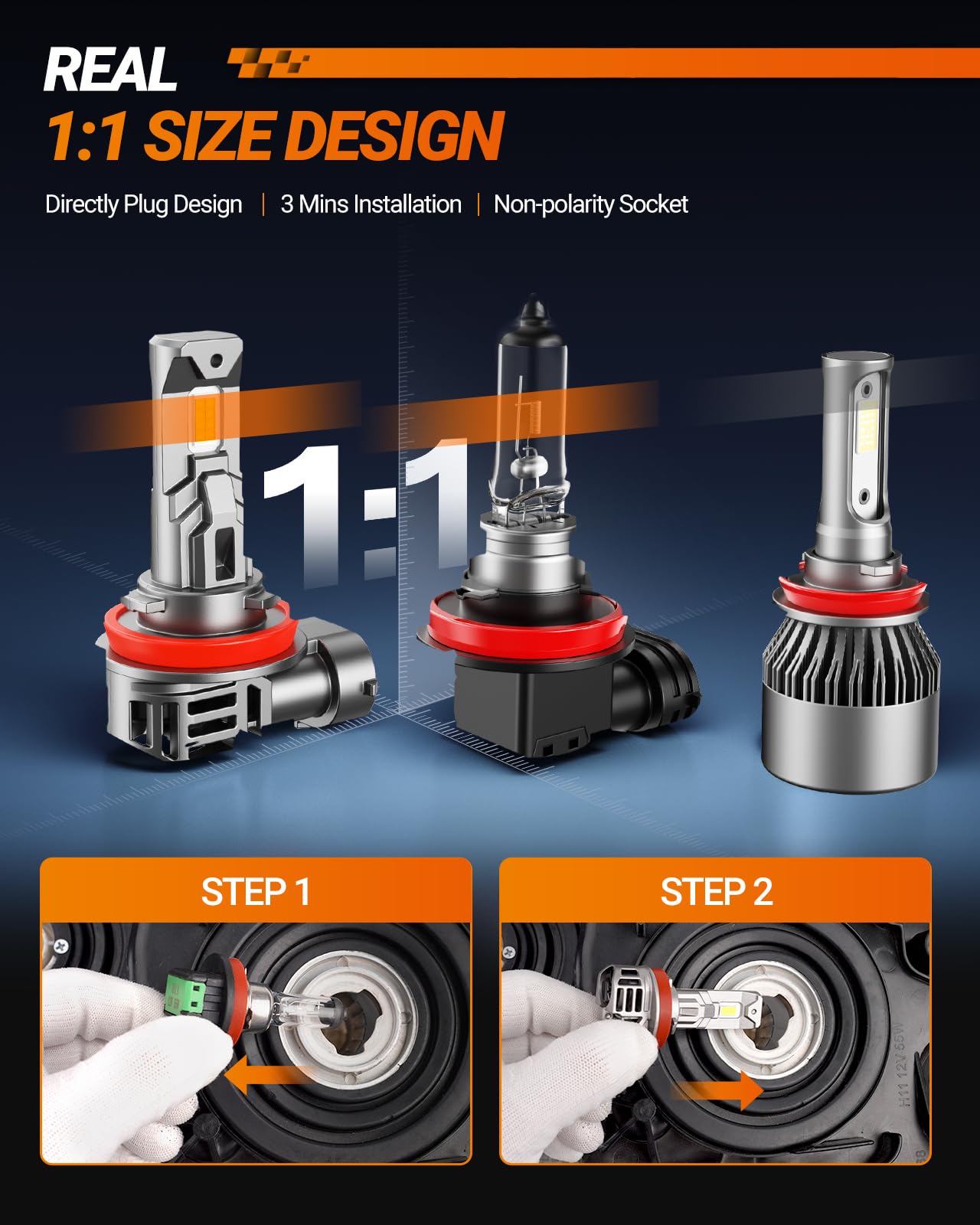 SEALIGHT H11 LED Fog Light Bulbs 20000LM 6500K Cool White - Mini Size H8 H9 H16 Replacement with Cooling Fan - Plug & Play in 3 Mins - Pack of 2 - Perfect for Trucks, SUVs, and Off-Road Vehicles in Foggy or Low Visibility Conditions