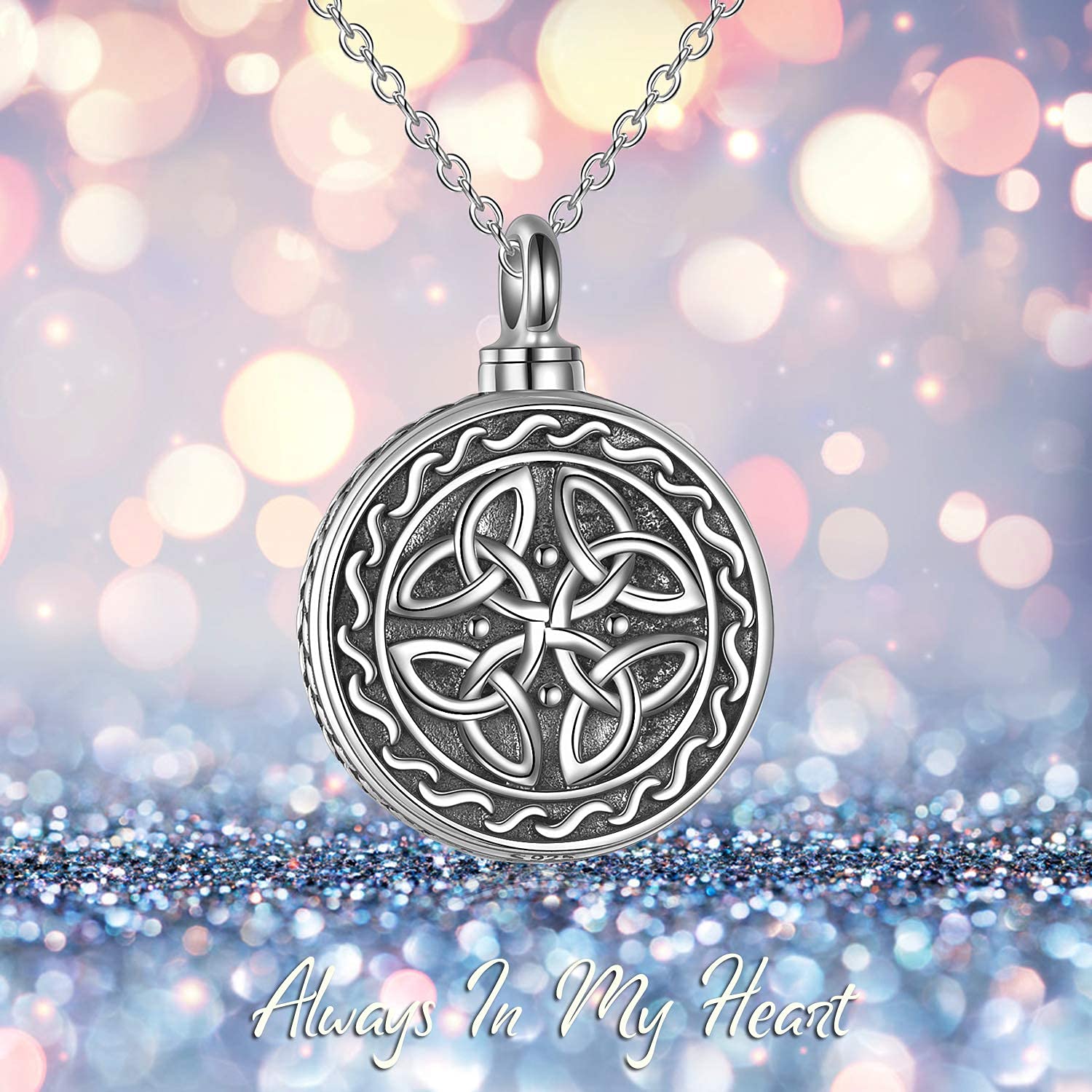 Celtic Knot Urn Necklace for Ashes - 925 Sterling Silver Heart Pendant Cremation Jewelry | Memorial Keepsake Necklace for Women | Irish Sympathy Gift for Her | Perfect for Funeral, Remembrance & Special Occasions