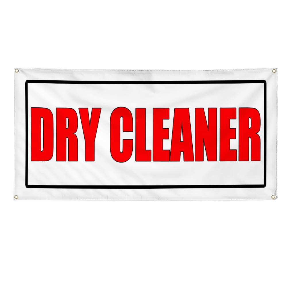 Custom Vinyl Banner 48x96 Inches - Weatherproof Outdoor Business Sign with 8 Grommets for Dry Cleaner Promotions, Yard Sales & Industrial Use | Durable Red Advertising Banner for Stores, Events & Commercial Displays