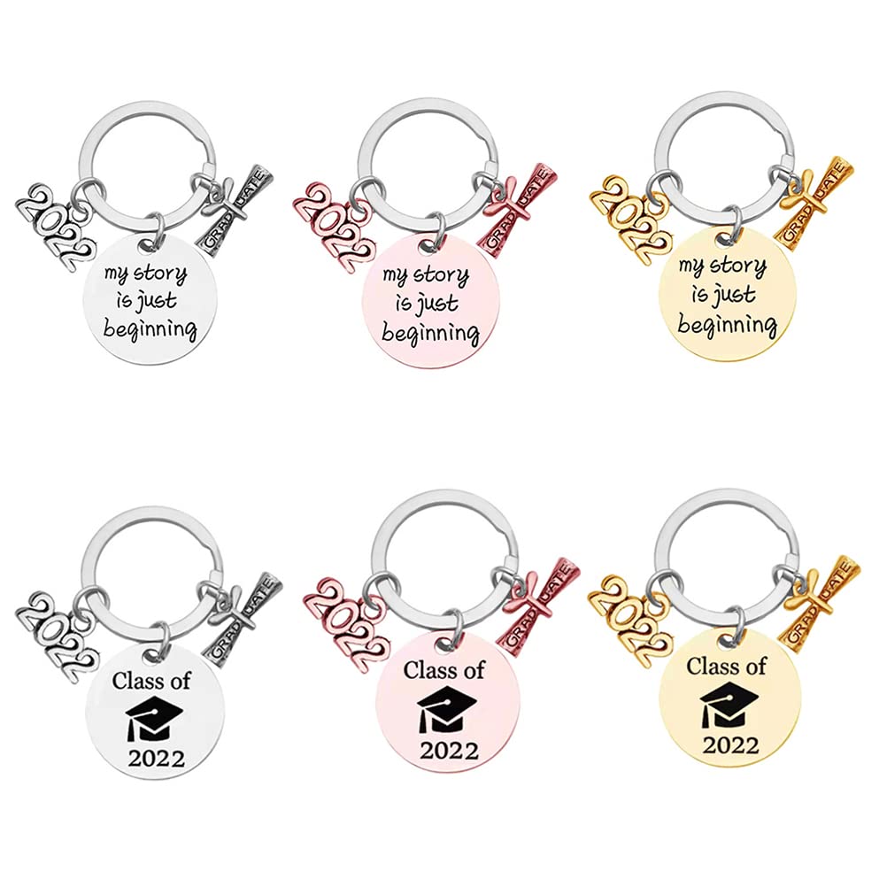 6pcs Stainless Steel Graduation Keychains 2022 - Exquisite Grad Party Decor for Students, Teachers, and Graduation Ceremonies