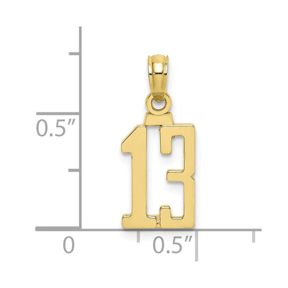 10K Yellow Gold Milestone Anniversary Birthday Number 13 Charm Pendant - Elegant Block Style Small Jewelry Gift for Women, Perfect for 13th Birthday, Anniversary & Special Occasions