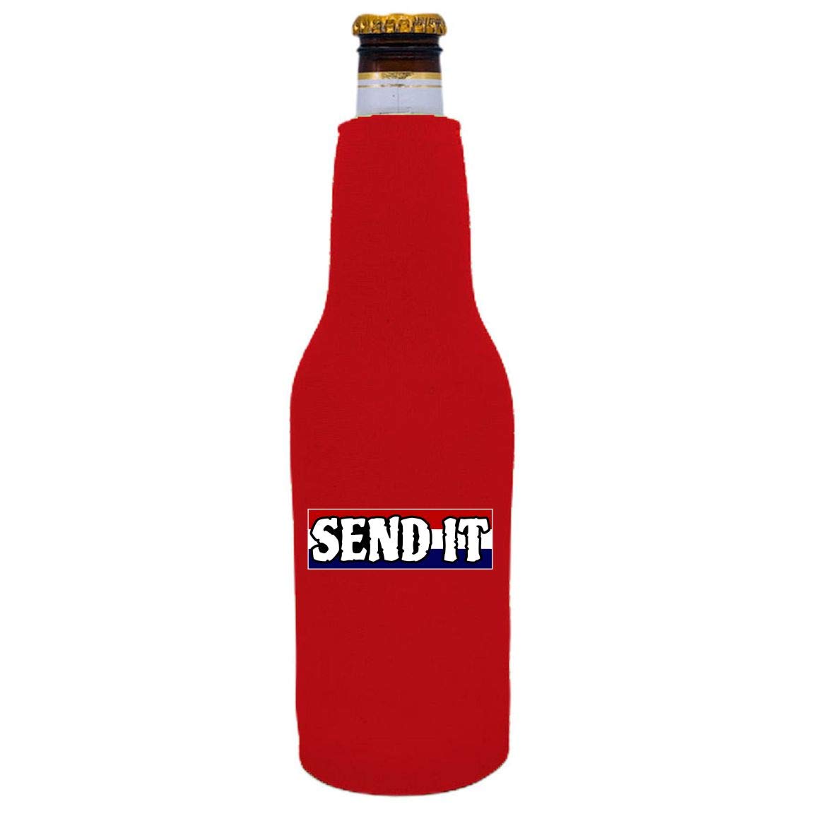 Send It Beer Bottle Coolie - Insulated Neoprene Sleeve for Bottles (Red, 1-Pack) - Perfect for Parties, BBQs, and Outdoor Events