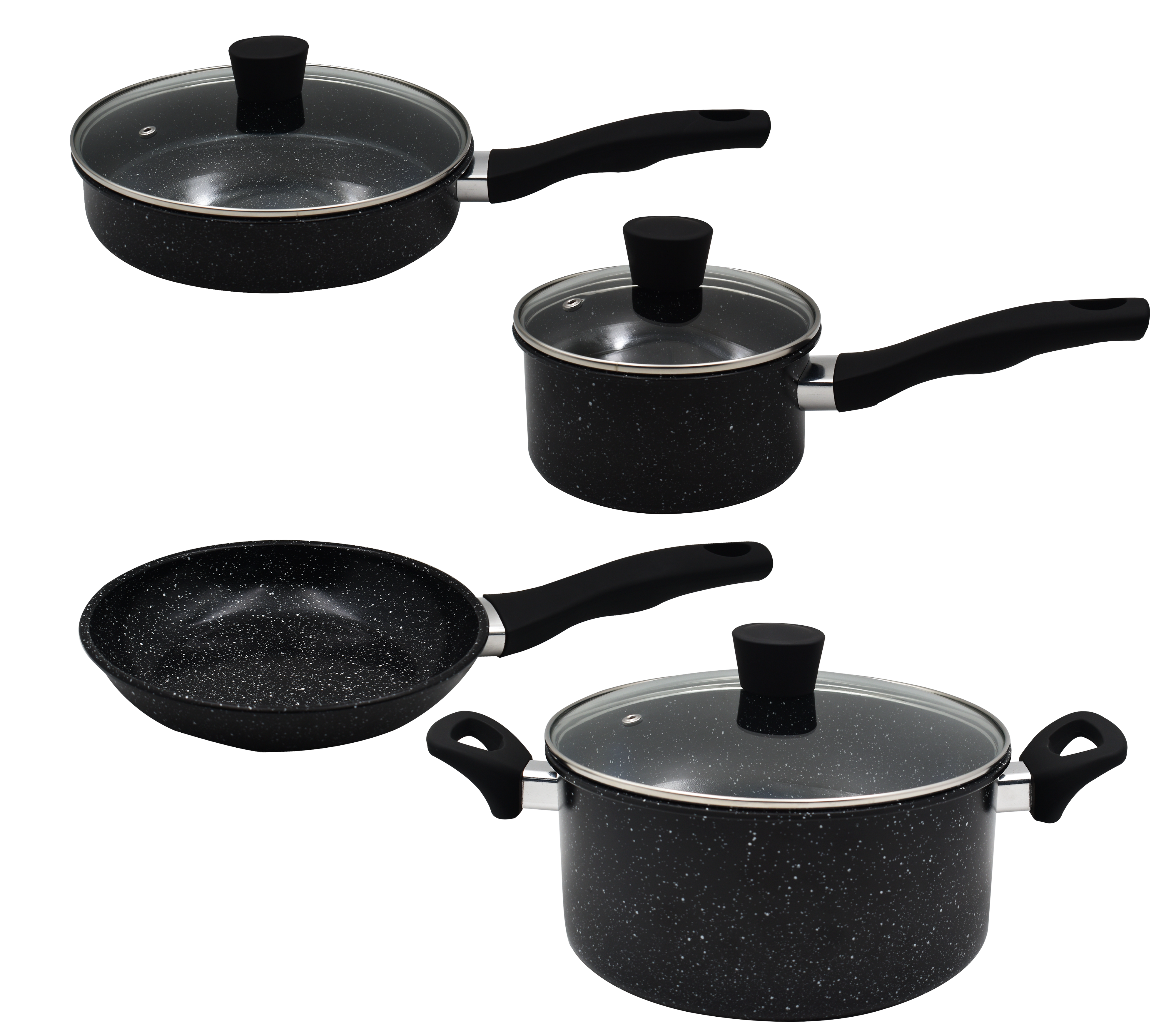 Sujoya 7-Piece Black Nonstick Cookware Set - Premium Kitchen Pots & Pans for Cooking, Frying & Boiling - Perfect for Home Chefs & Family Meals