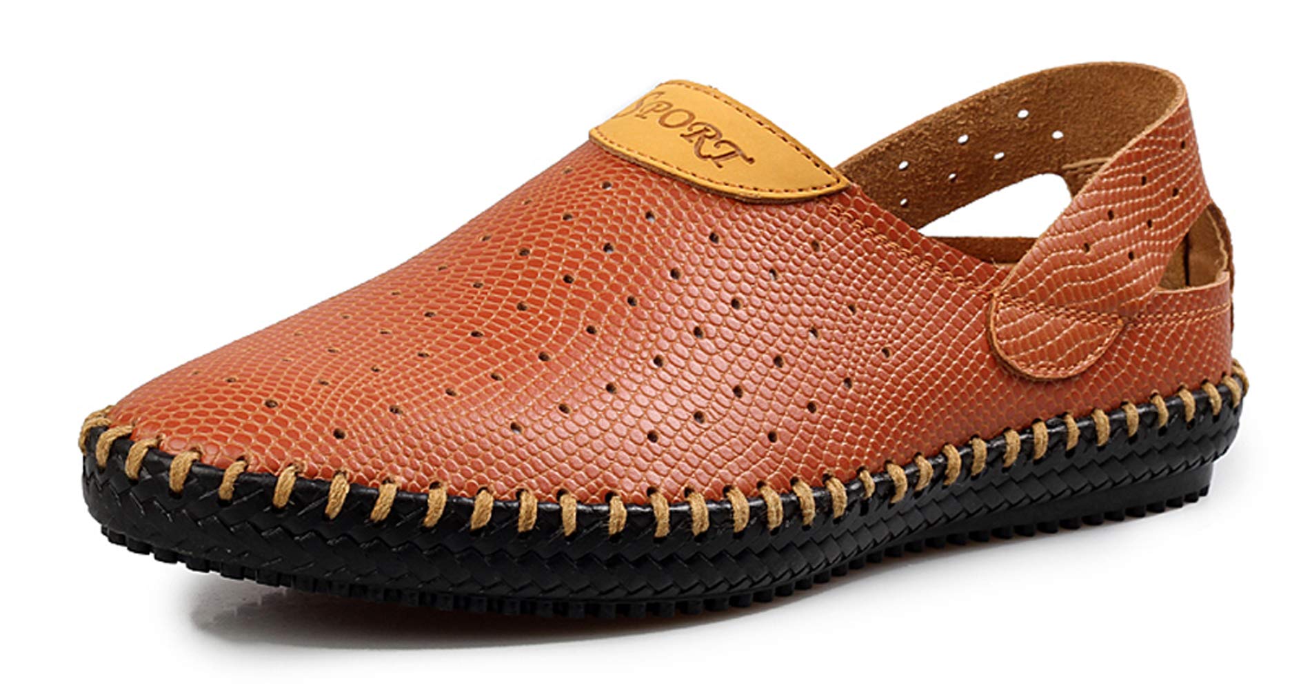 Honeystore Men's Leather Roman Hollow Athletic Sandals - Waterproof Creek & Beach Shoes for Hiking, Walking & Outdoor Adventures