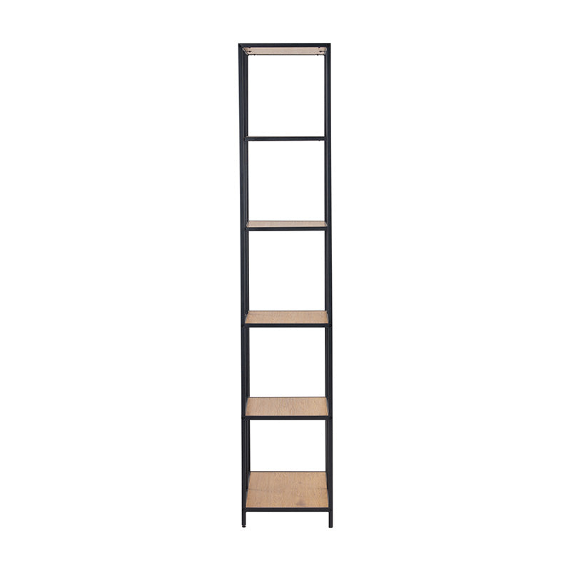 Modern RUTHIN Bookcase in Black & Natural Wood - Stylish Storage for Living Room, Bedroom, or Home Office