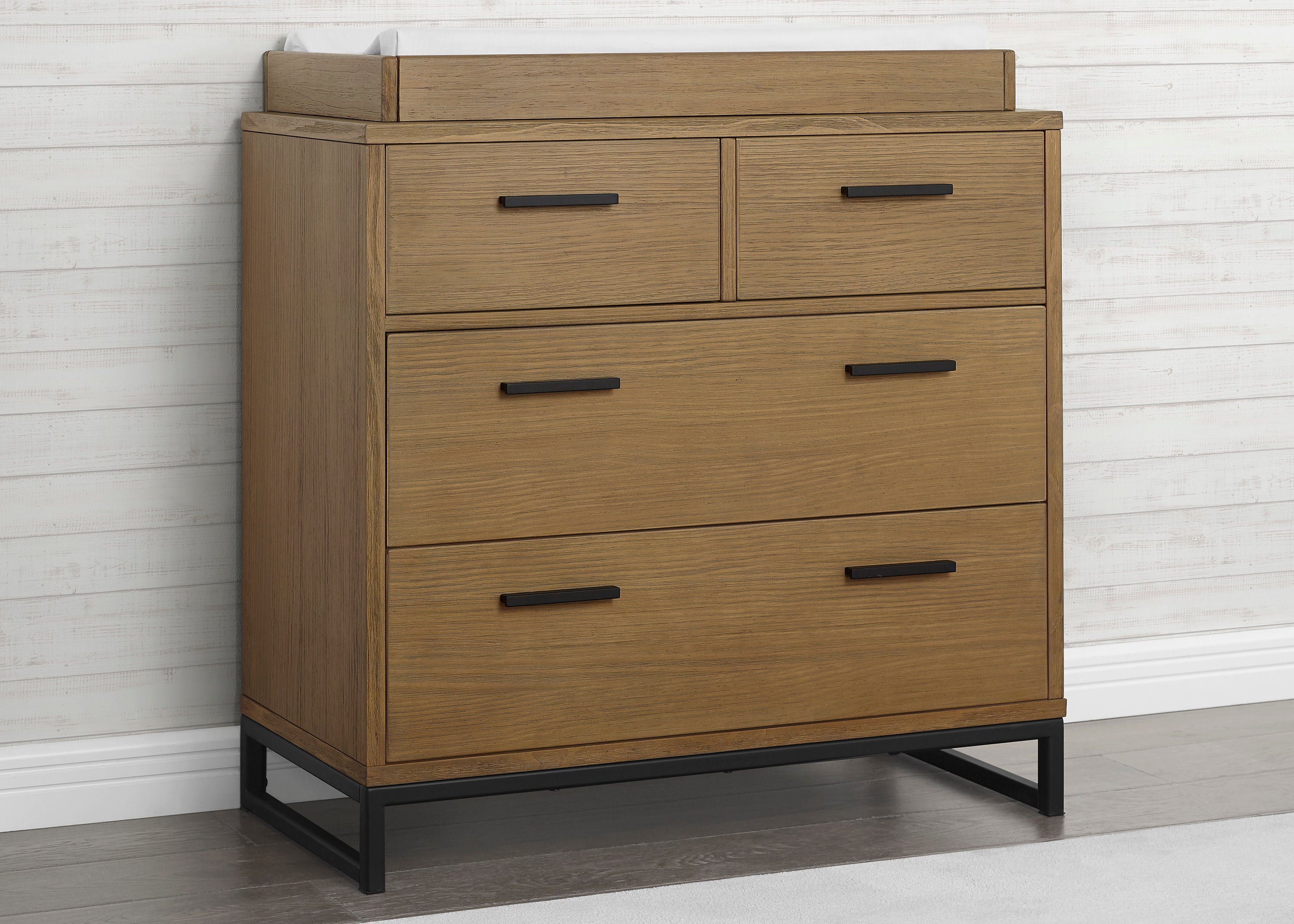 Foundry 4 Drawer Dresser with Changing Top - Nursery Baby Changing Table & Storage Organizer for Kids Bedroom, Nursery or Playroom