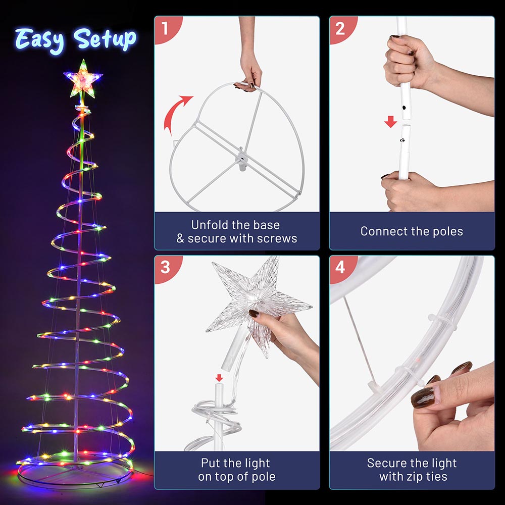6ft LED Spiral Christmas Tree with USB Power - Decorative Holiday Lighting for Home, Office & Party Decorations