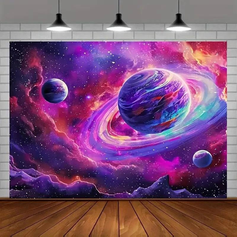 Galaxy Velvet UV Glow Tapestry Wall Art - Blacklight Poster for Room Decor, Bedroom, Living Room, Dorm & Party Lighting