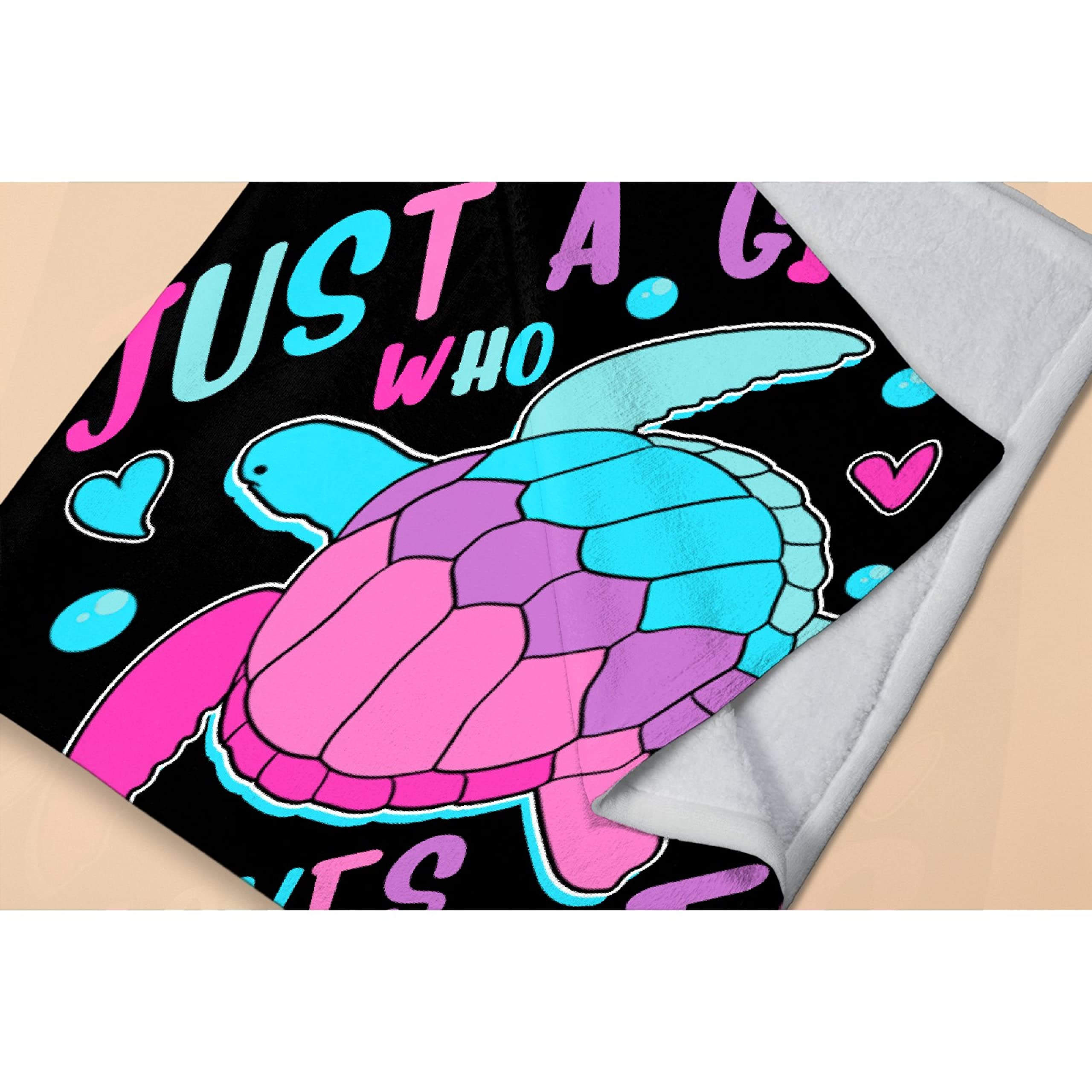 Just Girl Who Loves Turtles Blanket - Soft Flannel Cozy Lightweight Throw - 120