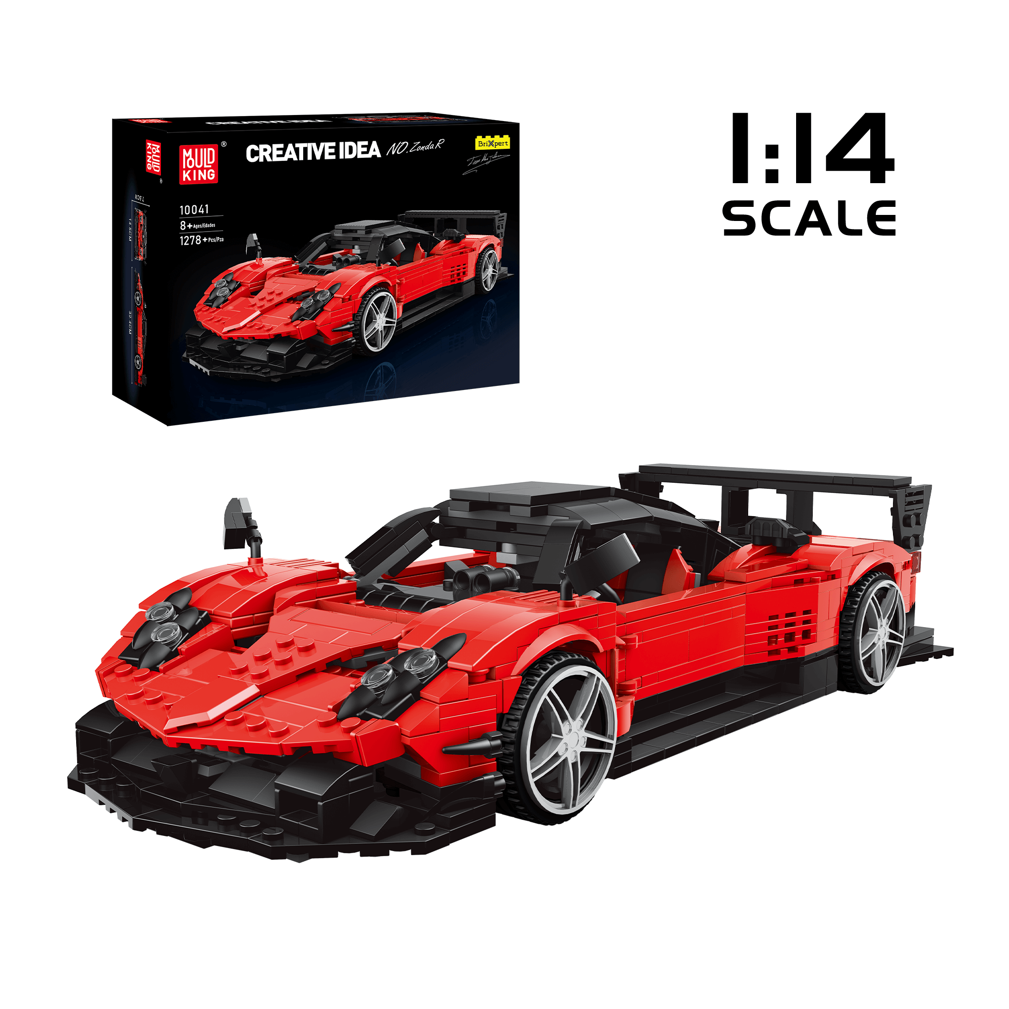 MOULD KING 10041 Zonda R Sports Car Model Building Set - 1,278 Piece DIY Race Car Kit for Adults & Teens | Perfect for Collectors, Display & Gift Giving | Build Your Own Supercar Model