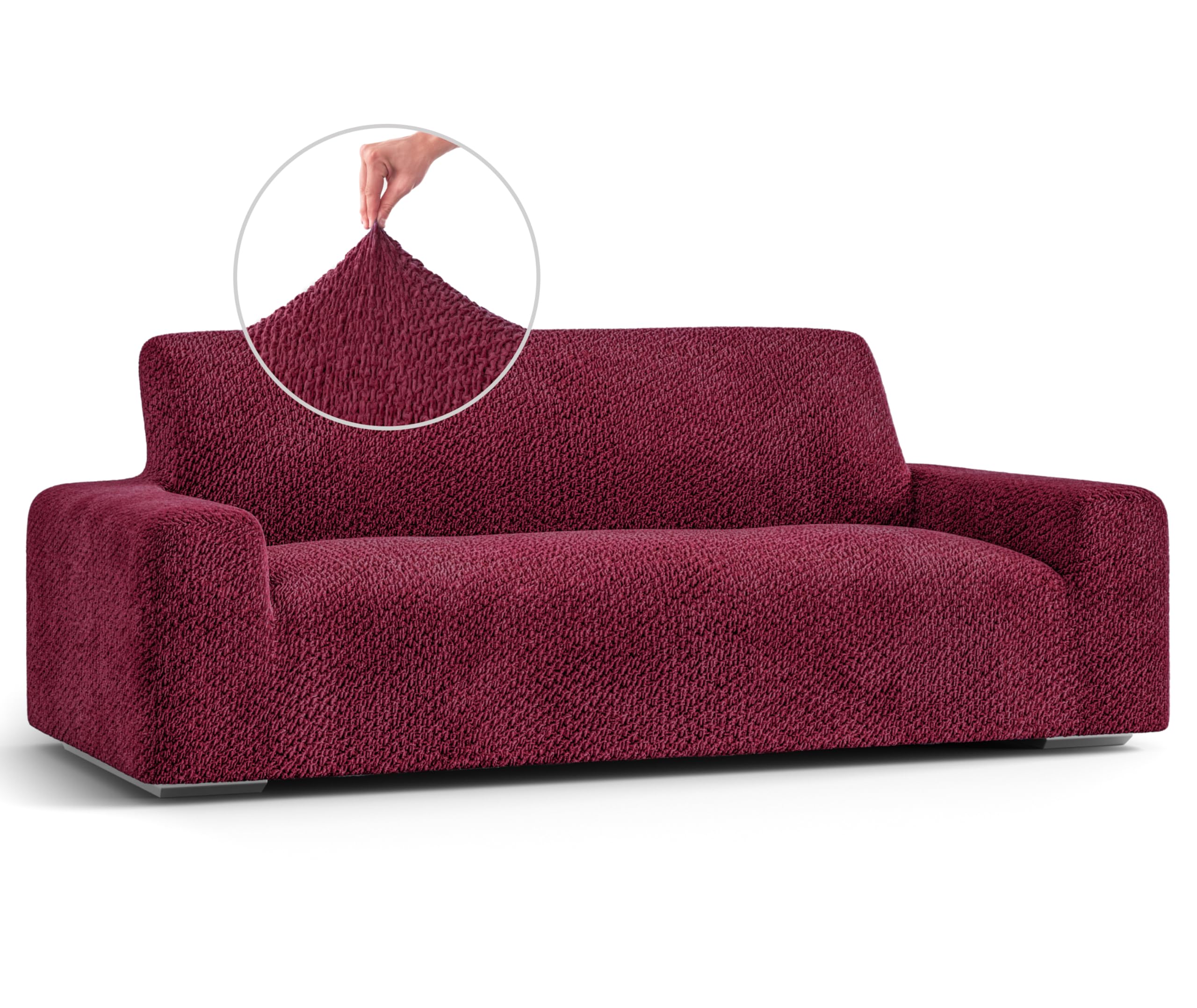 PAULATO BY GA.I.CO. Stretch Sofa Slipcover - Velvet Couch Cover for Pets - Soft Polyester Fabric 1-Piece Washable Protector (Burgundy) - Perfect for Living Room, Family Room & Home Decor