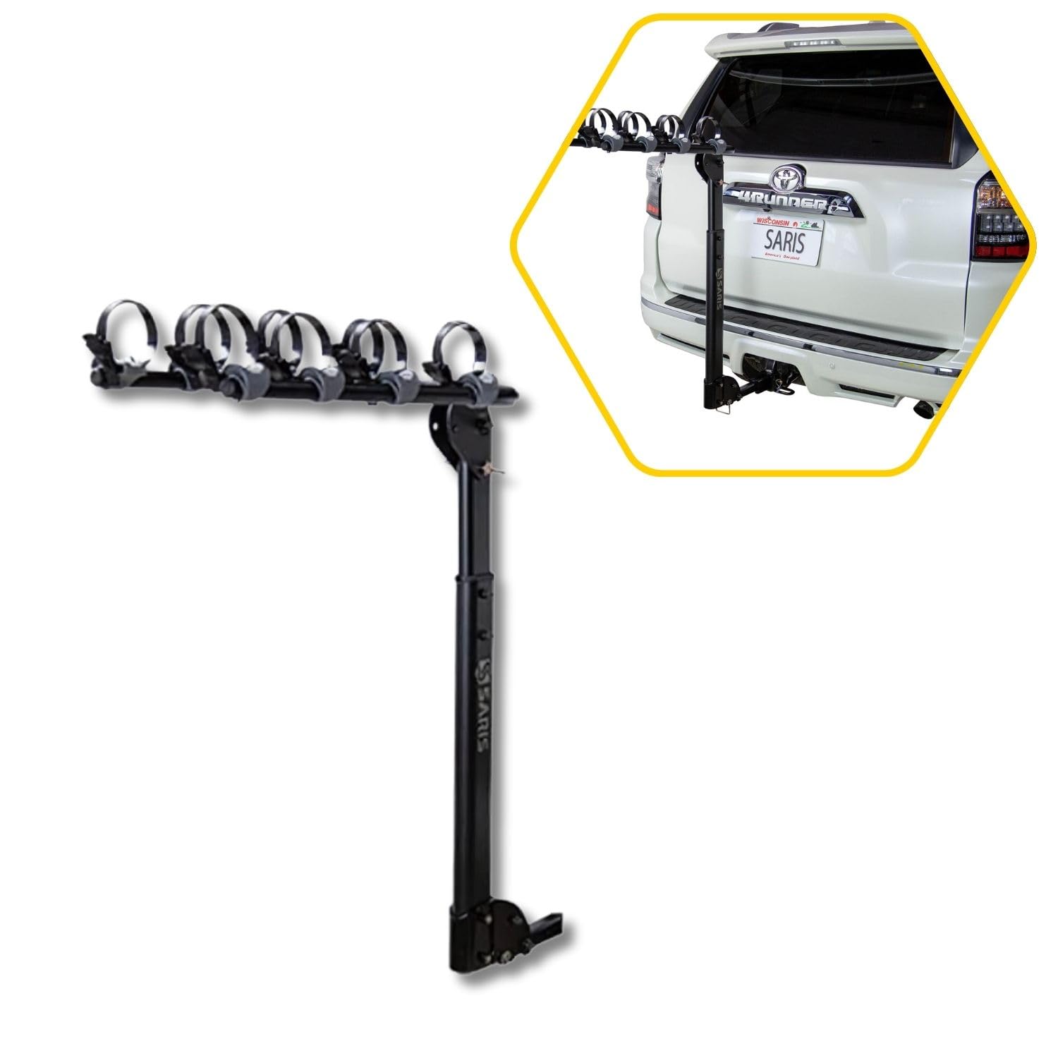 Saris Grand Slam Hitch Bike Rack - Universal 4-Bike Carrier for Cars with Hatch Access - Heavy Duty Black Bicycle Rack for Road Trips, Camping & Outdoor Adventures