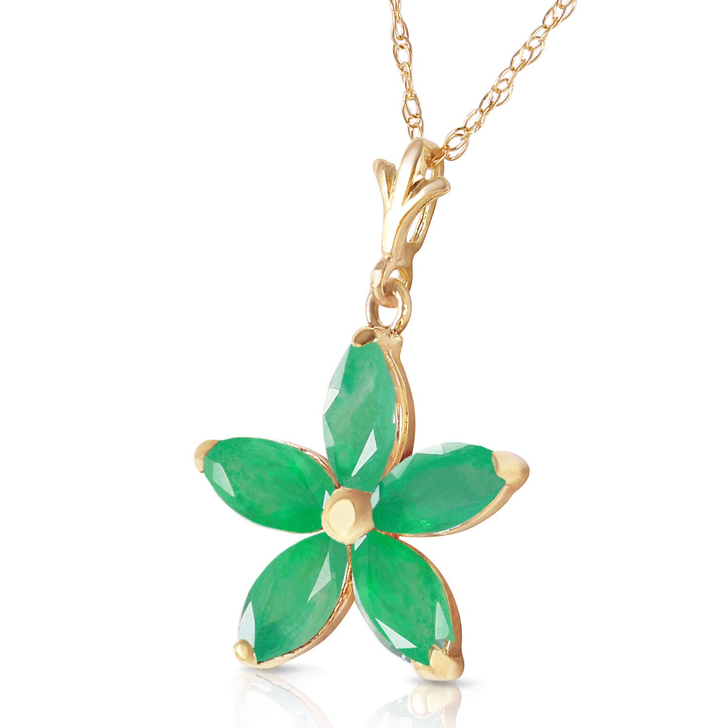 14K Yellow, White & Rose Gold Emerald Flower Pendant Necklace for Women | Elegant Jewelry Gift for Birthday, Anniversary & Valentine's Day | GG Collection by Galaxy Gold