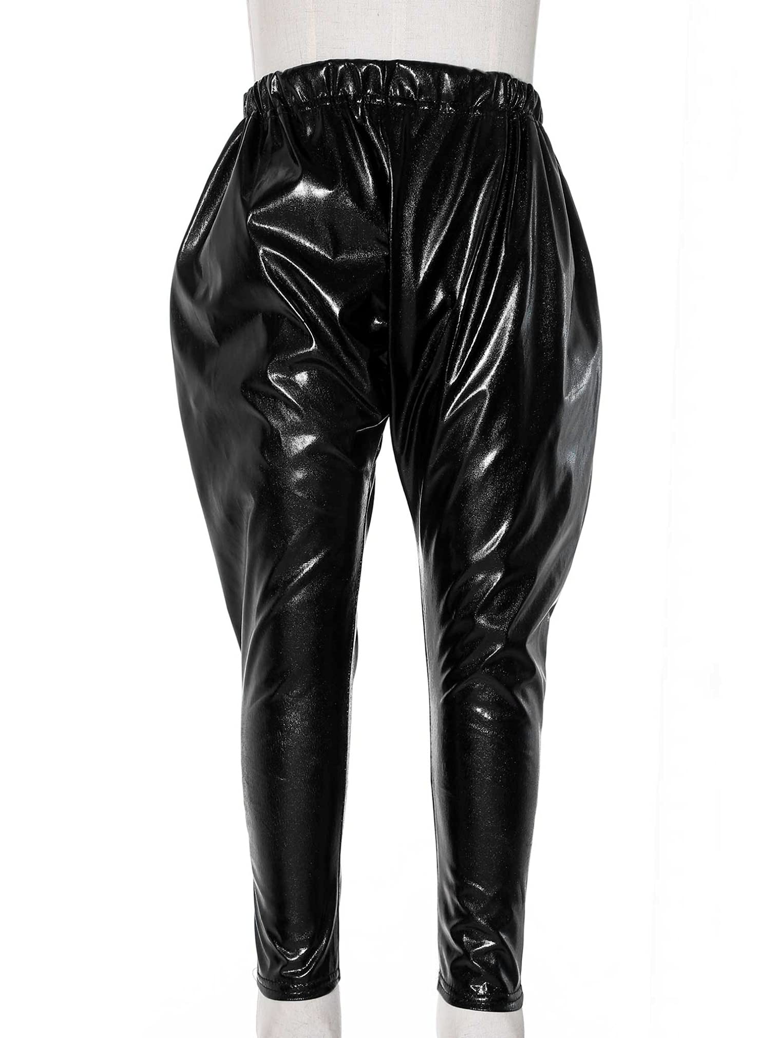 Easyforever Shiny Metallic Dance Harem Pants for Girls & Boys - Stretchy Athletic Tights for Jazz, Hip Hop, Latin & Ballet - Perfect for Dance Class, Performances & Costumes