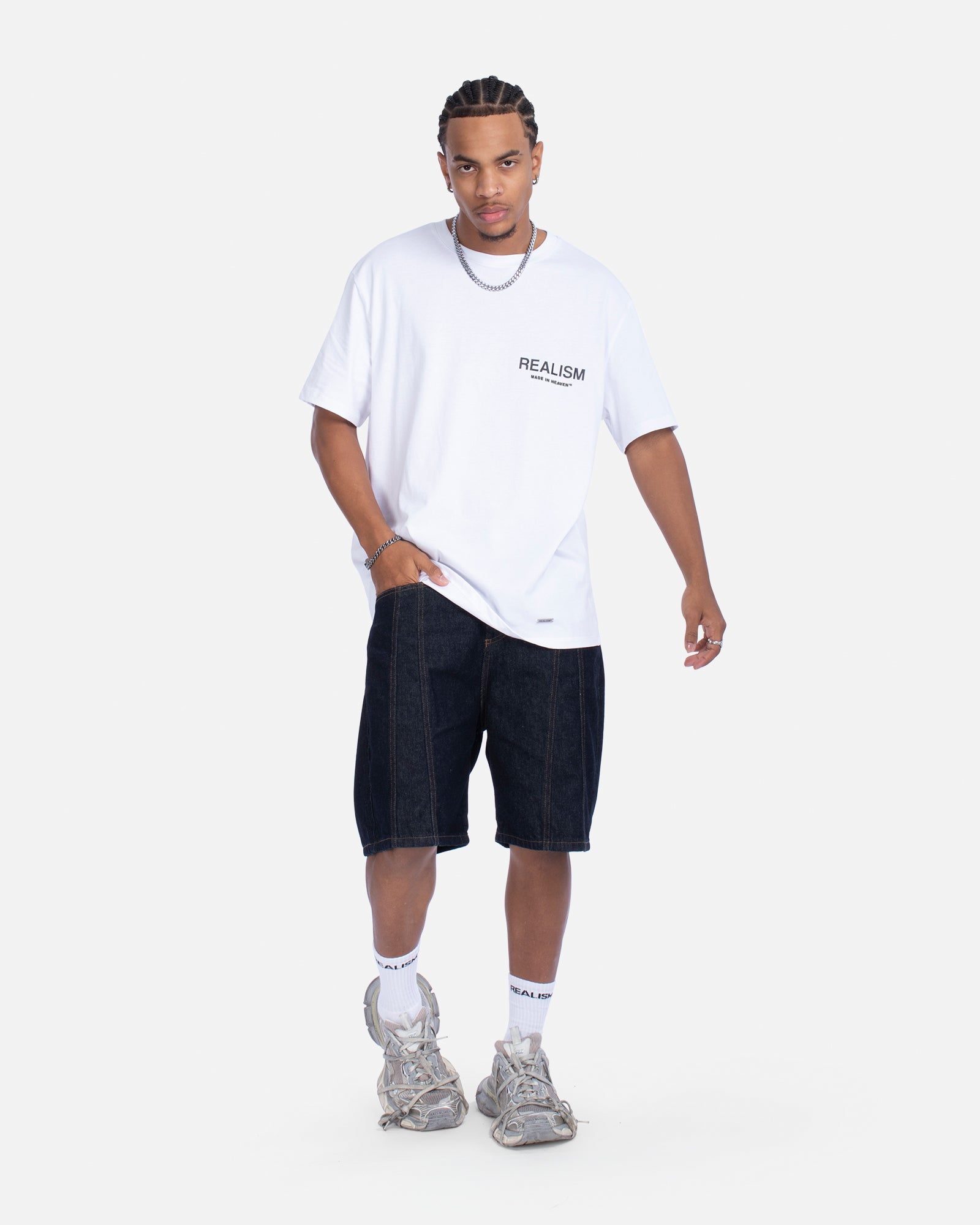 SSS Realism Heaven Logo Tee - White Cotton T-Shirt for Men & Women | Streetwear Fashion, Casual Wear & Everyday Outfits