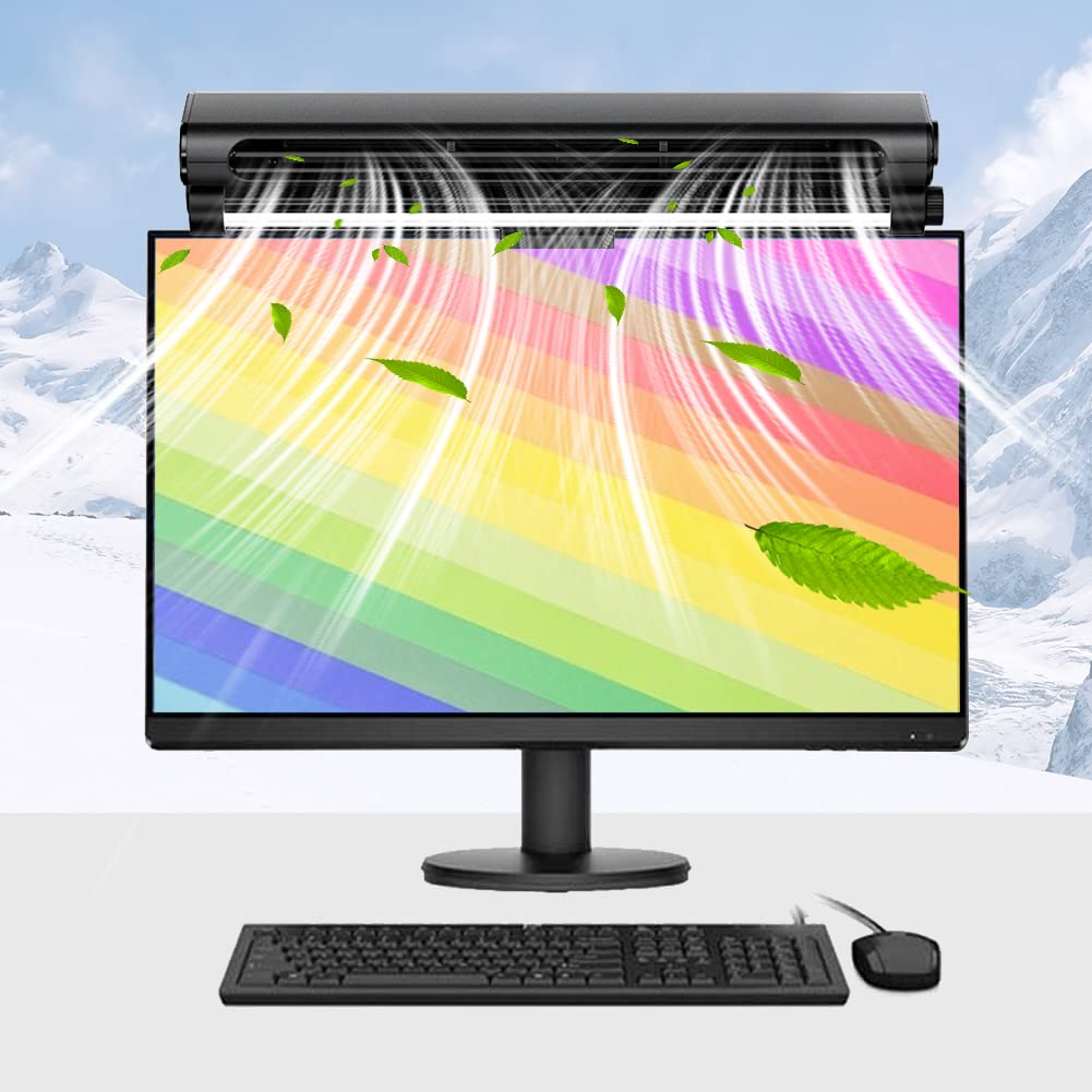 USB Cooling Fan with LED Light - Quiet Bladeless Monitor Fan for Office & Gaming