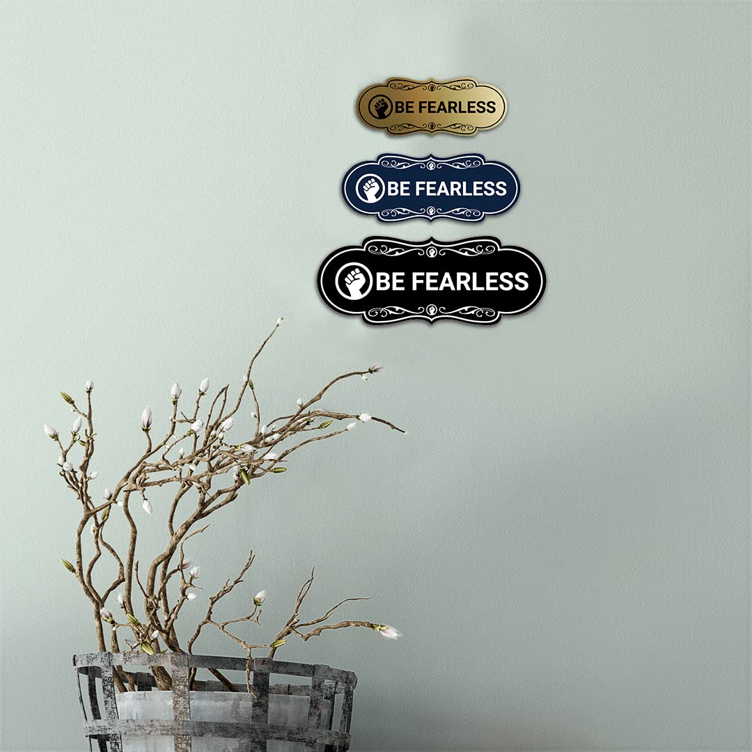 Fearless Motivational Wall Sign - Small White & Red Home Decor for Office, Bedroom, or Living Room Inspiration