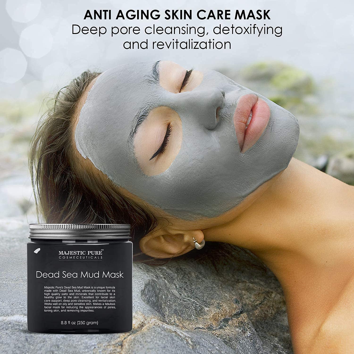 Majestic Pure Dead Sea Mud Mask & Himalayan Clay Mask Bundle - Natural Skin Care for Women & Men - Deep Cleansing, Detoxifying & Pore Minimizing for Glowing Skin - Perfect for Spa Days & At-Home Self Care
