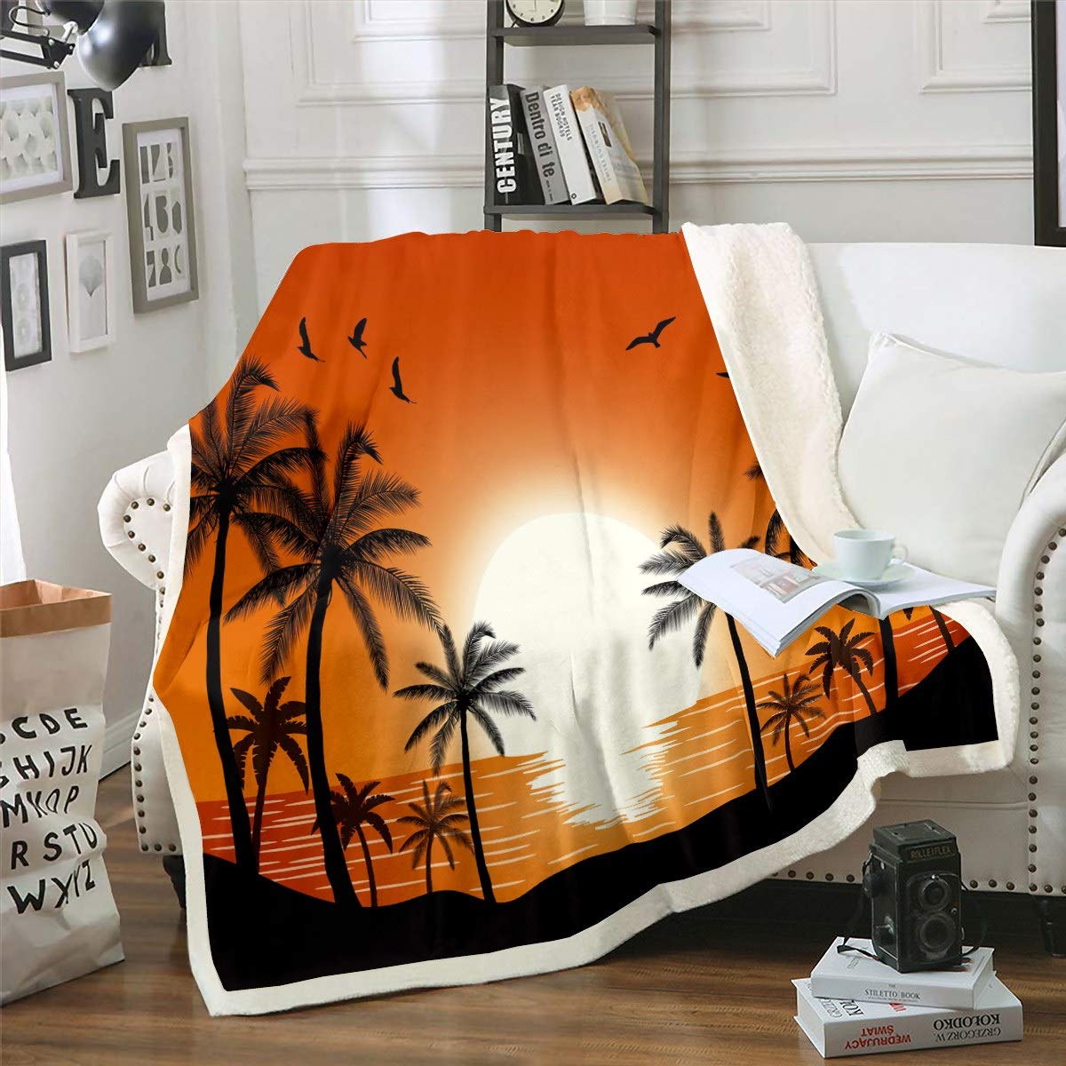 Feelyou Hawaii Beach Theme Fleece Blanket - Lightweight Sherpa Throw for Kids, Boys & Teens (30