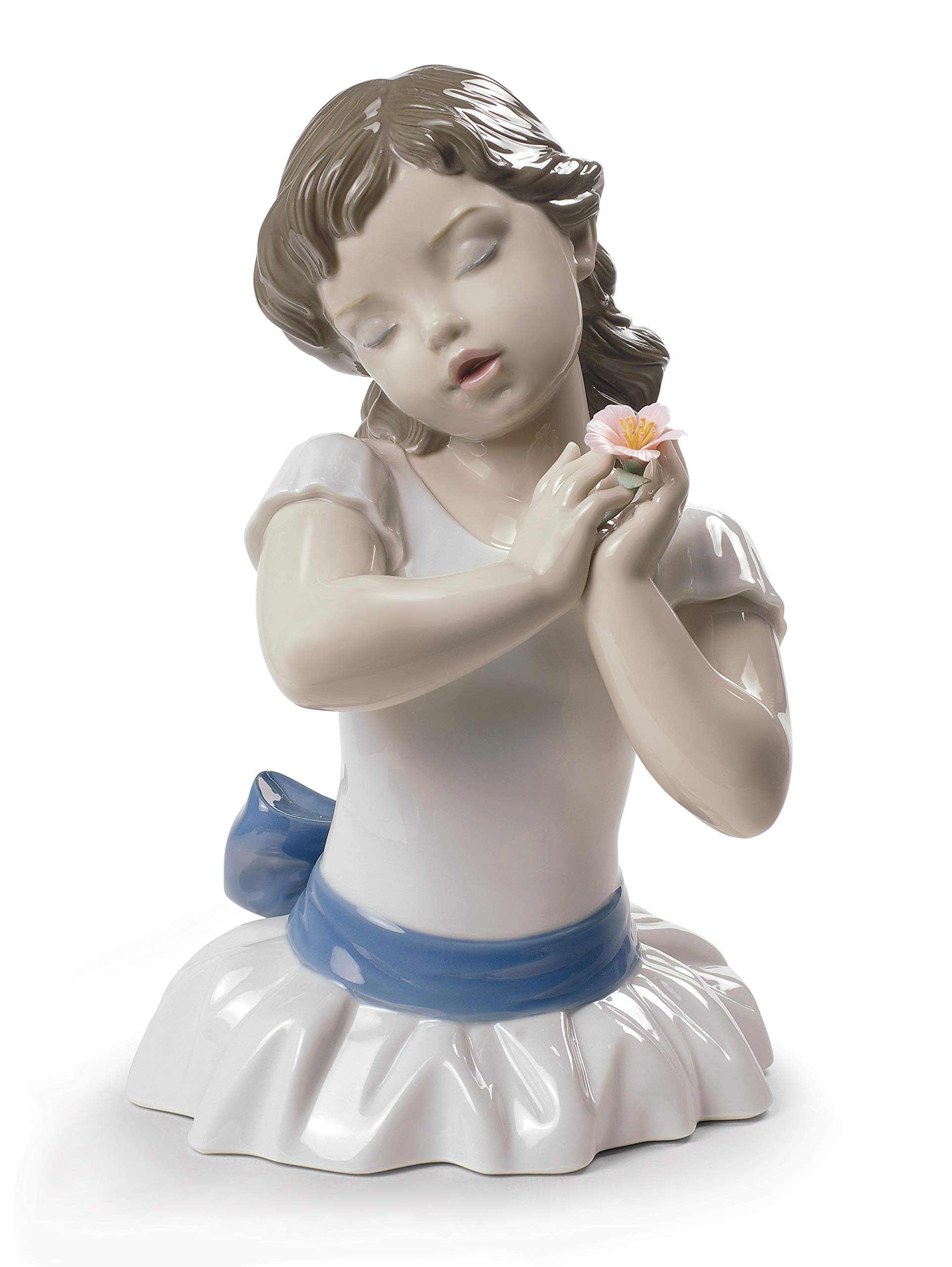 LLADRÓ Beautiful Blossom Girl Figurine - Handcrafted Porcelain Collectible Statue for Home Decor, Gift & Display | Perfect for Living Room, Office & Shelf Decoration
