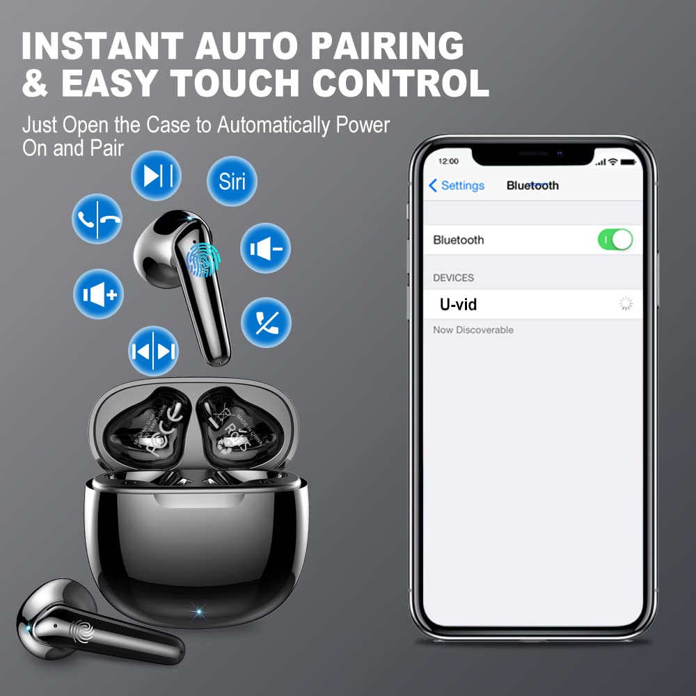2023 Wireless Earbuds Bluetooth 5.3 with 4 Mics ENC Noise Cancelling, 40H Playtime HiFi Stereo Deep Bass IP7 Waterproof USB-C In-Ear Headphones - Perfect for Gym, Running, Travel & Work Calls