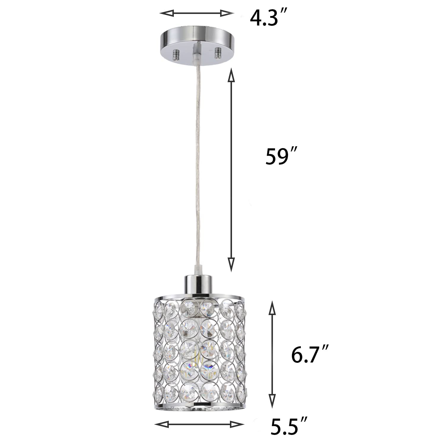 3 Pack Modern Crystal Pendant Lights - Adjustable Chrome Kitchen Island Lighting Fixtures for Dining Room, Bedroom & Bar Decor | Energy Efficient Hanging Ceiling Lights for Home & Commercial Spaces