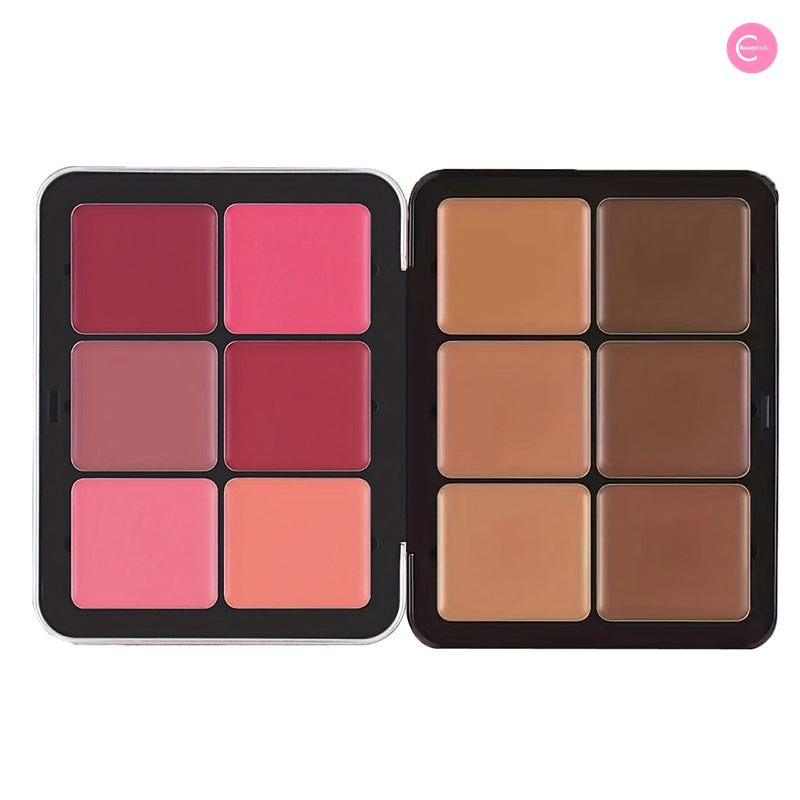 12 Color Blush & Concealer Makeup Palette by CARLA SECRET - Creamy Contour, Highlight & Conceal Kit for Professional & Everyday Makeup Looks