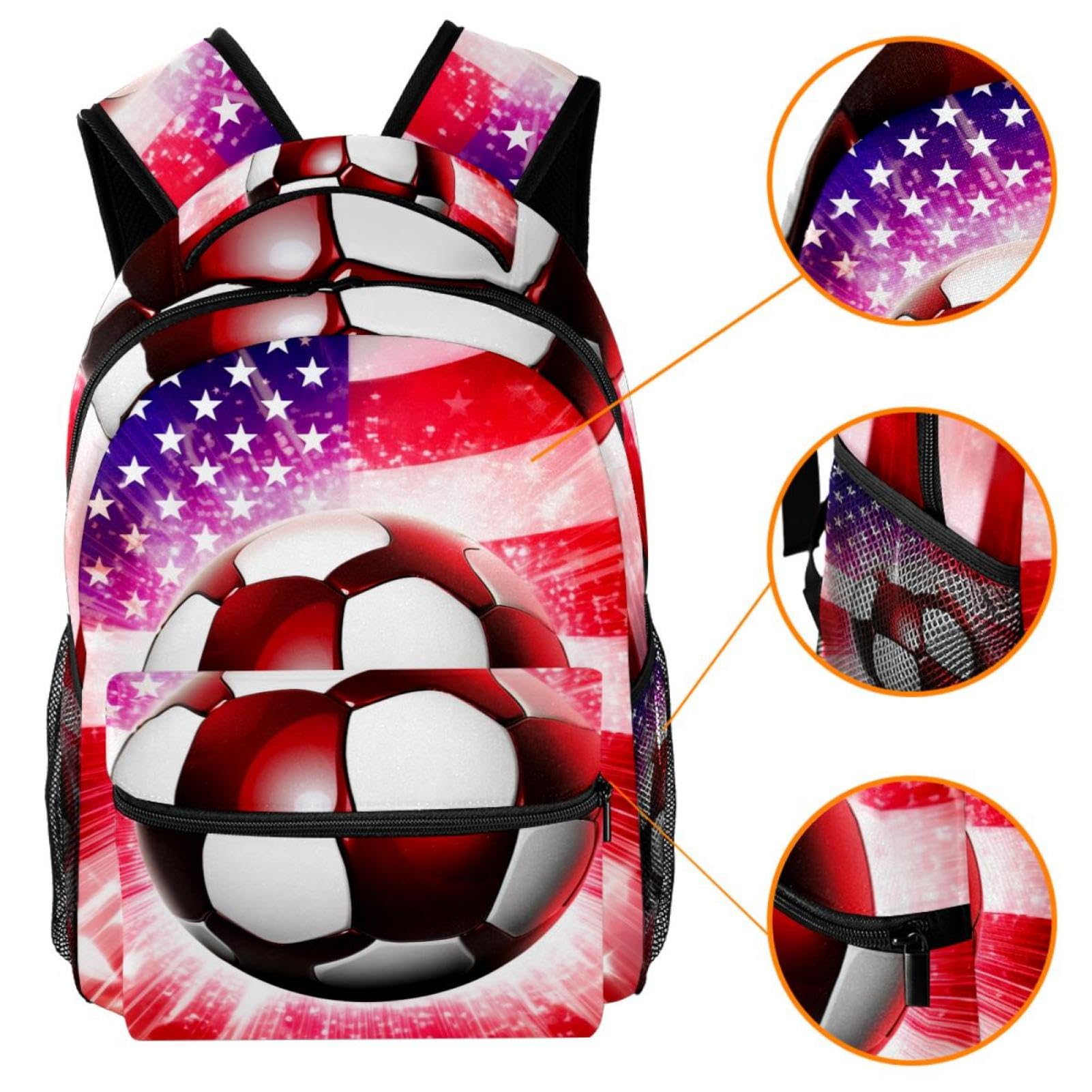Premium Travel Backpack for Men & Women - Durable American Flag Design with Football Print - Perfect for Hiking, Gym, School & Outdoor Adventures