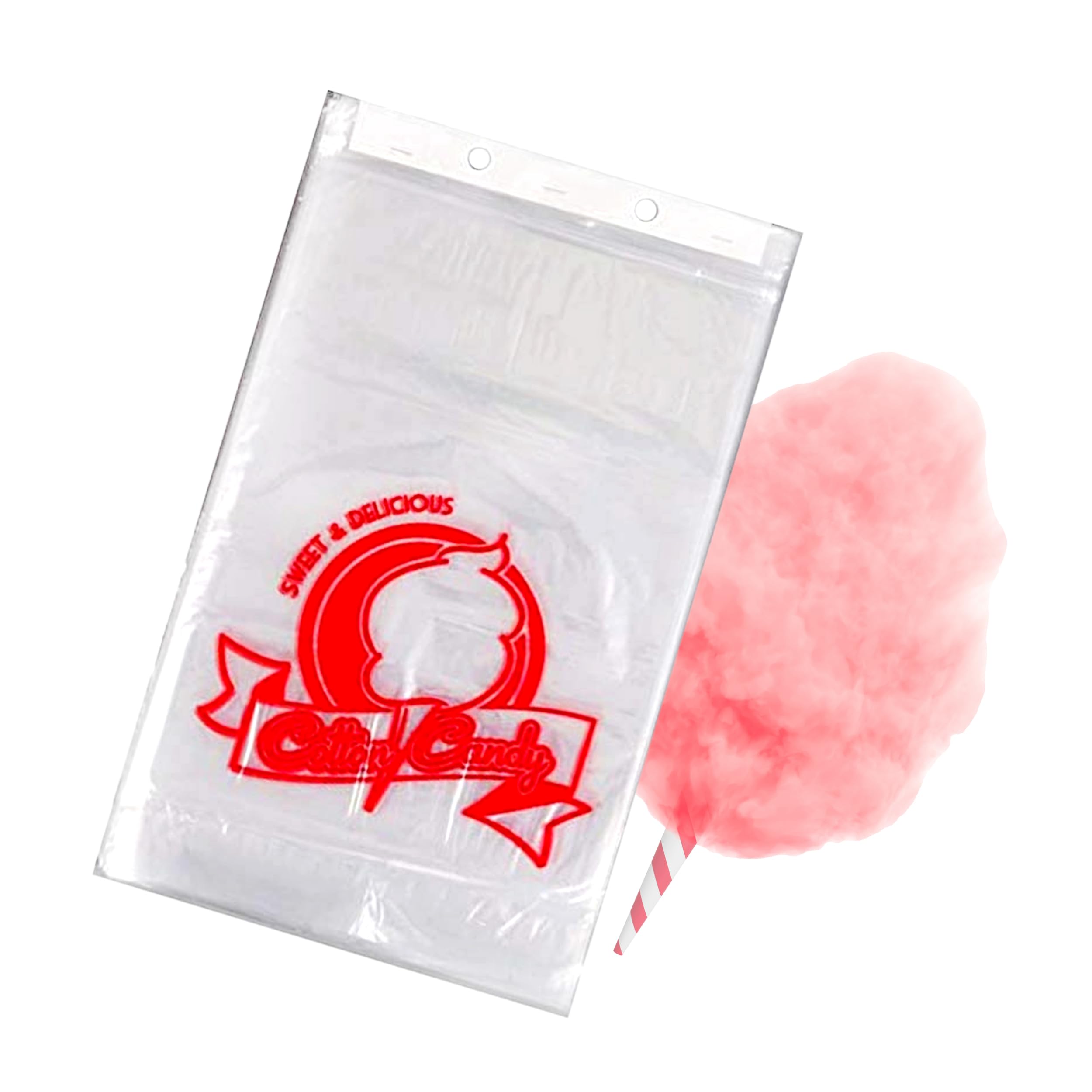 Premium Cotton Candy Bags - 100 Count (PW-Cotton Candy Bags) - Perfect for Birthday Parties, Carnivals & Candy Buffets - Bulk Pack for Cotton Candy Cones & Sweet Treats