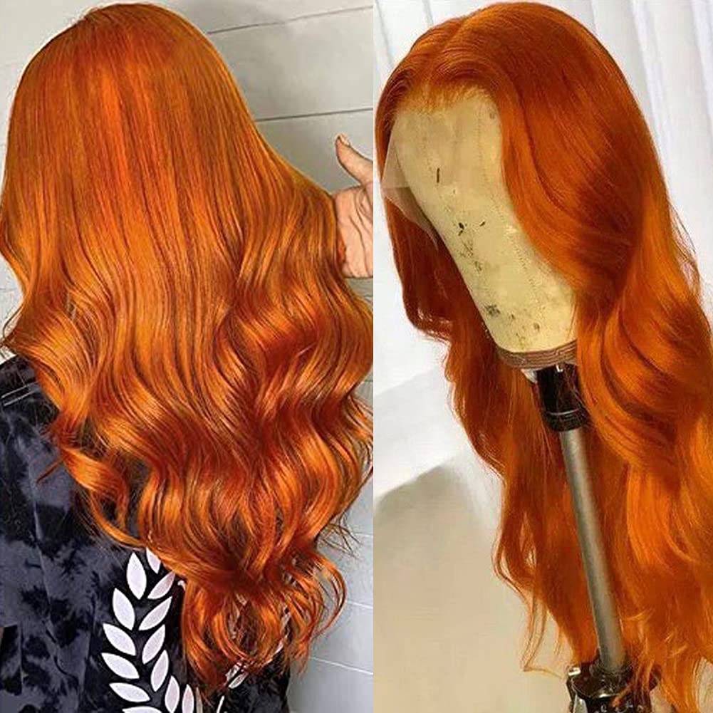 Orange Ginger 13x4 Lace Front Wigs Human Hair - Body Wave 150% Density Pre-Plucked Wigs for Women (16 Inch) | Perfect for Cosplay, Daily Wear & Special Occasions