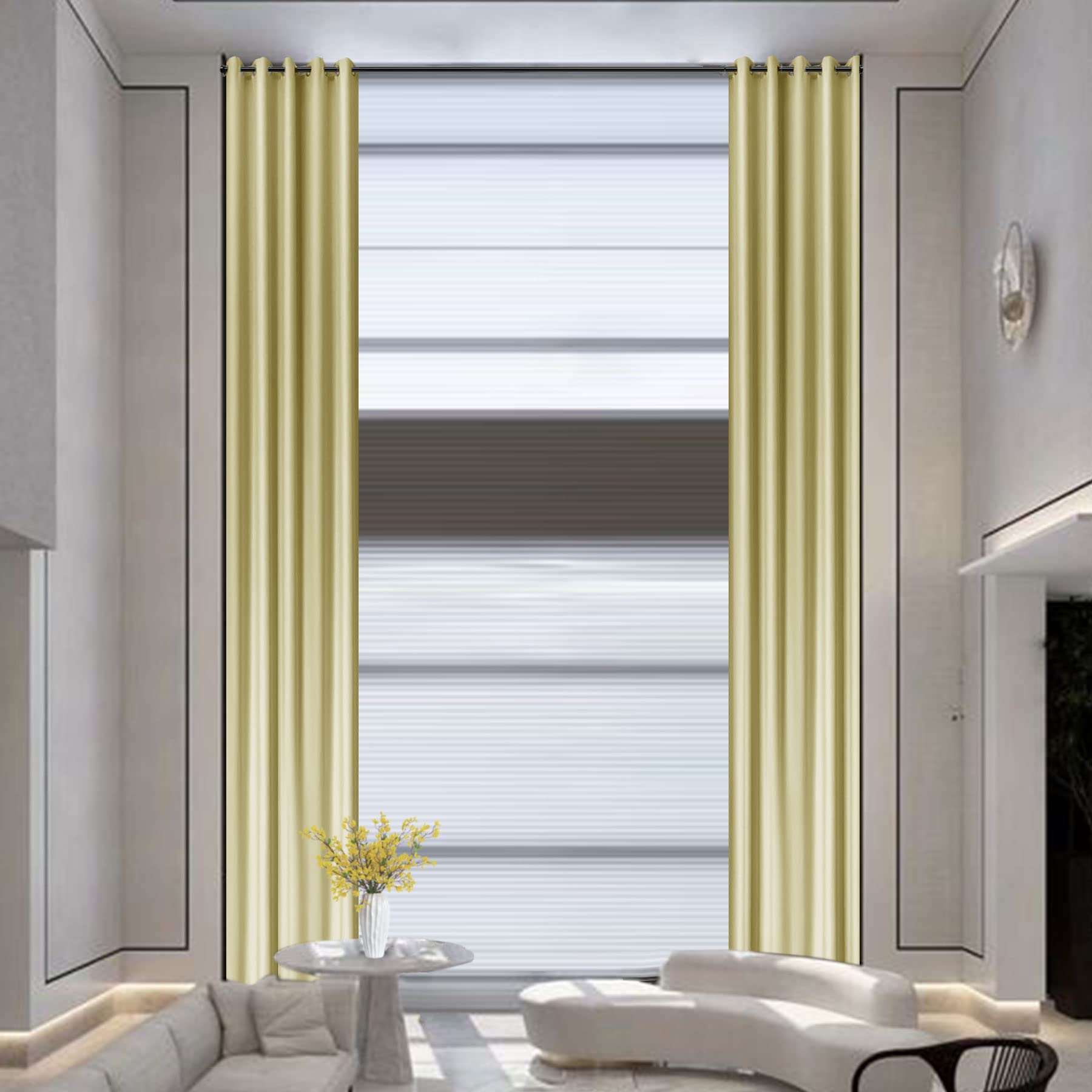 Extra Long Beige Blackout Curtains 100