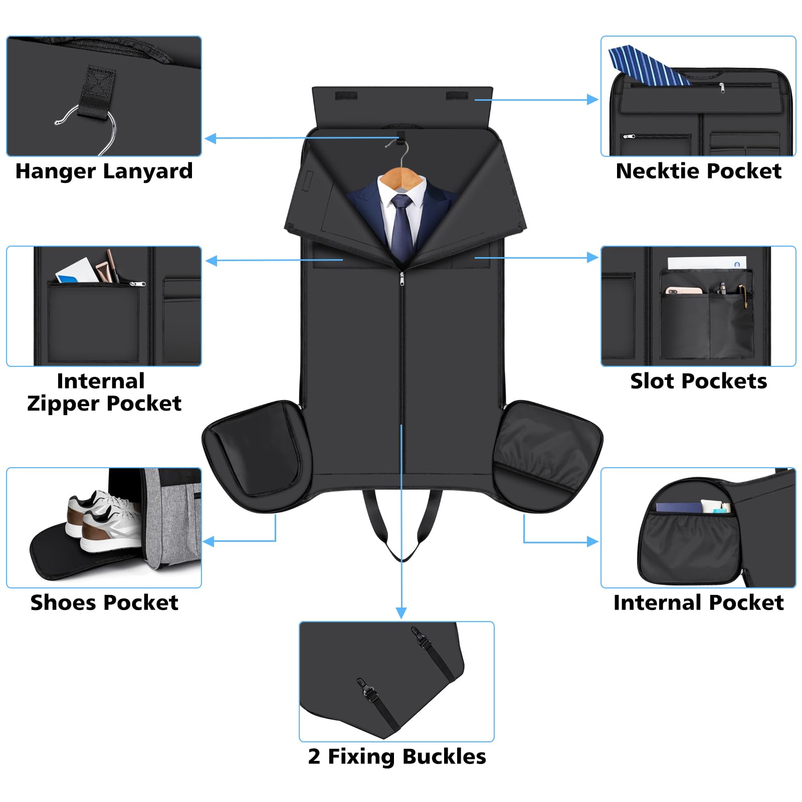 2-in-1 Convertible Travel Garment Duffel Bag - Large Carry On Hanging Suitcase & Weekender Bag for Men & Women | Perfect for Business Trips, Gym, Weekend Getaways & Air Travel