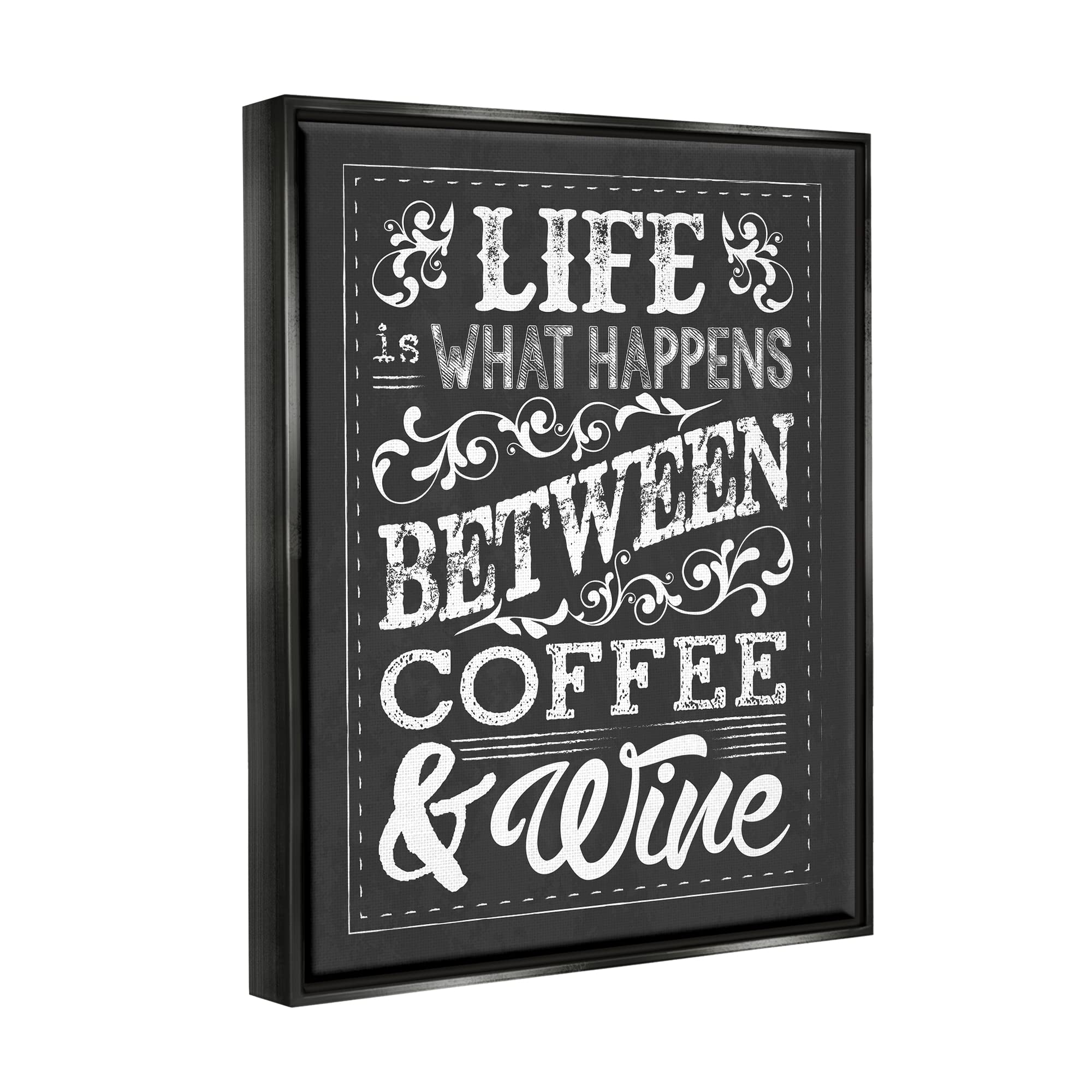 Stupell Industries 'Life Between Coffee and Wine' Chalkboard Wall Art - Designed by Melody Hogan - Perfect for Kitchen Decor, Coffee Bar Sign, or Wine Cellar Art