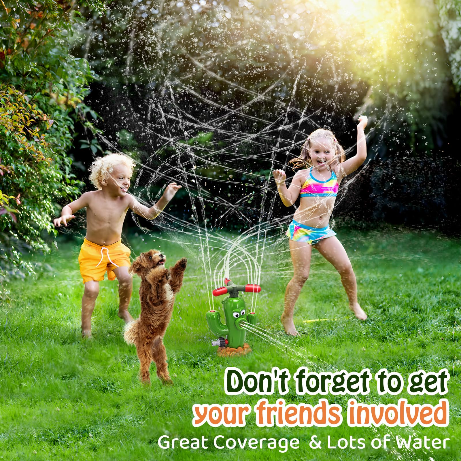 HeySplash Water Sprinkler Toy for Kids - Outdoor Summer Water Play Sprinkler, Fun Backyard Lawn Sprinkler for Children, Connects to Garden Hose - Perfect for Pool Parties, Backyard Games & Summer Cooling Fun
