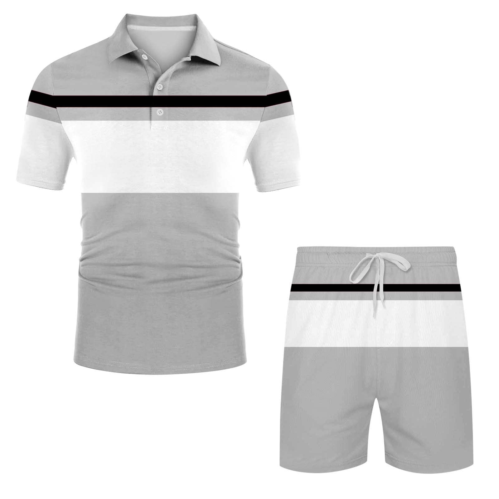 Men's Summer 2-Piece Outfit - Short Sleeve T-Shirt & Shorts Set for Party & Beach