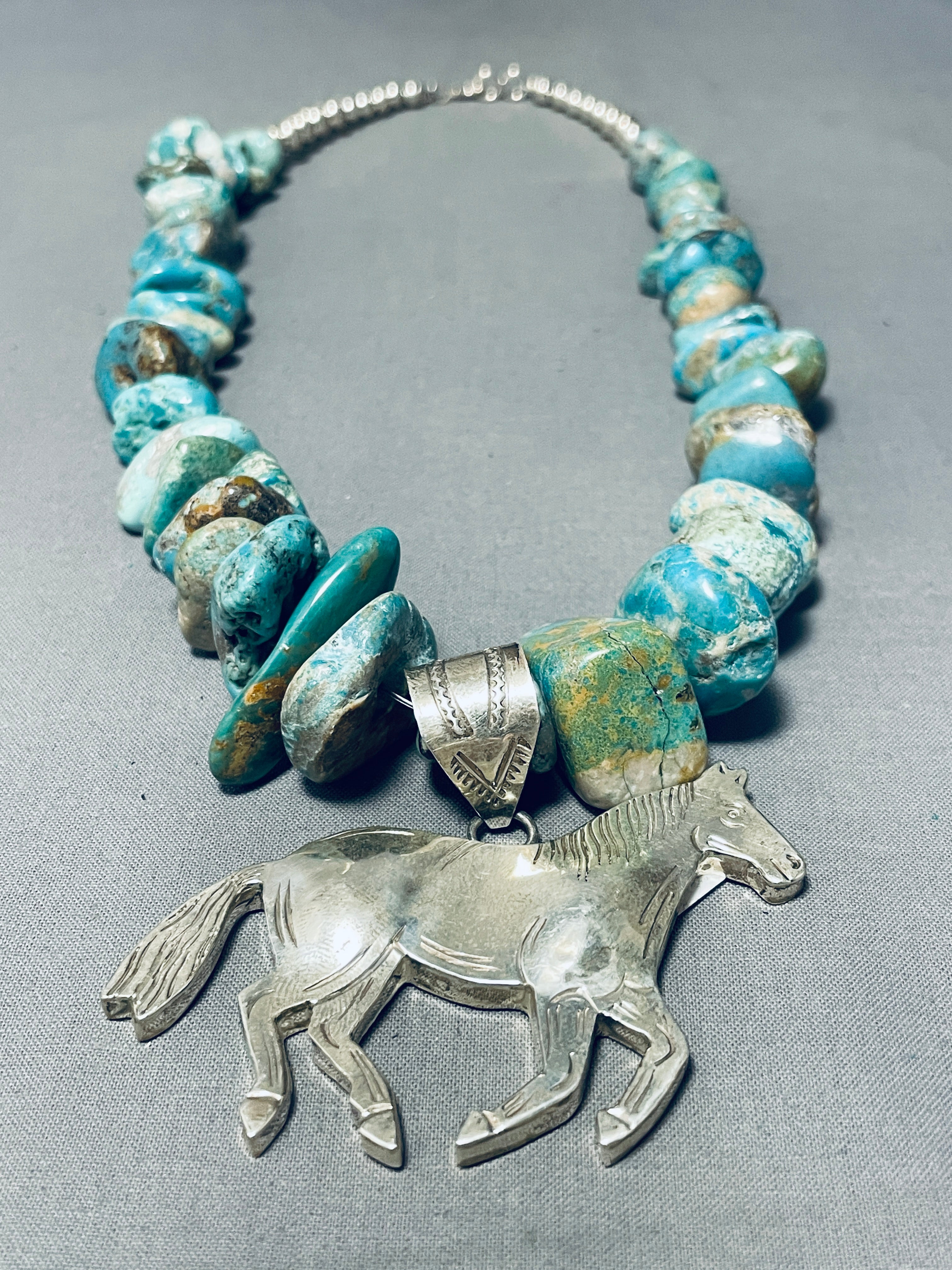 Authentic 176g Navajo Turquoise Sterling Silver Necklace - Handmade Native American Jewelry for Women, Perfect for Boho Fashion & Special Occasions