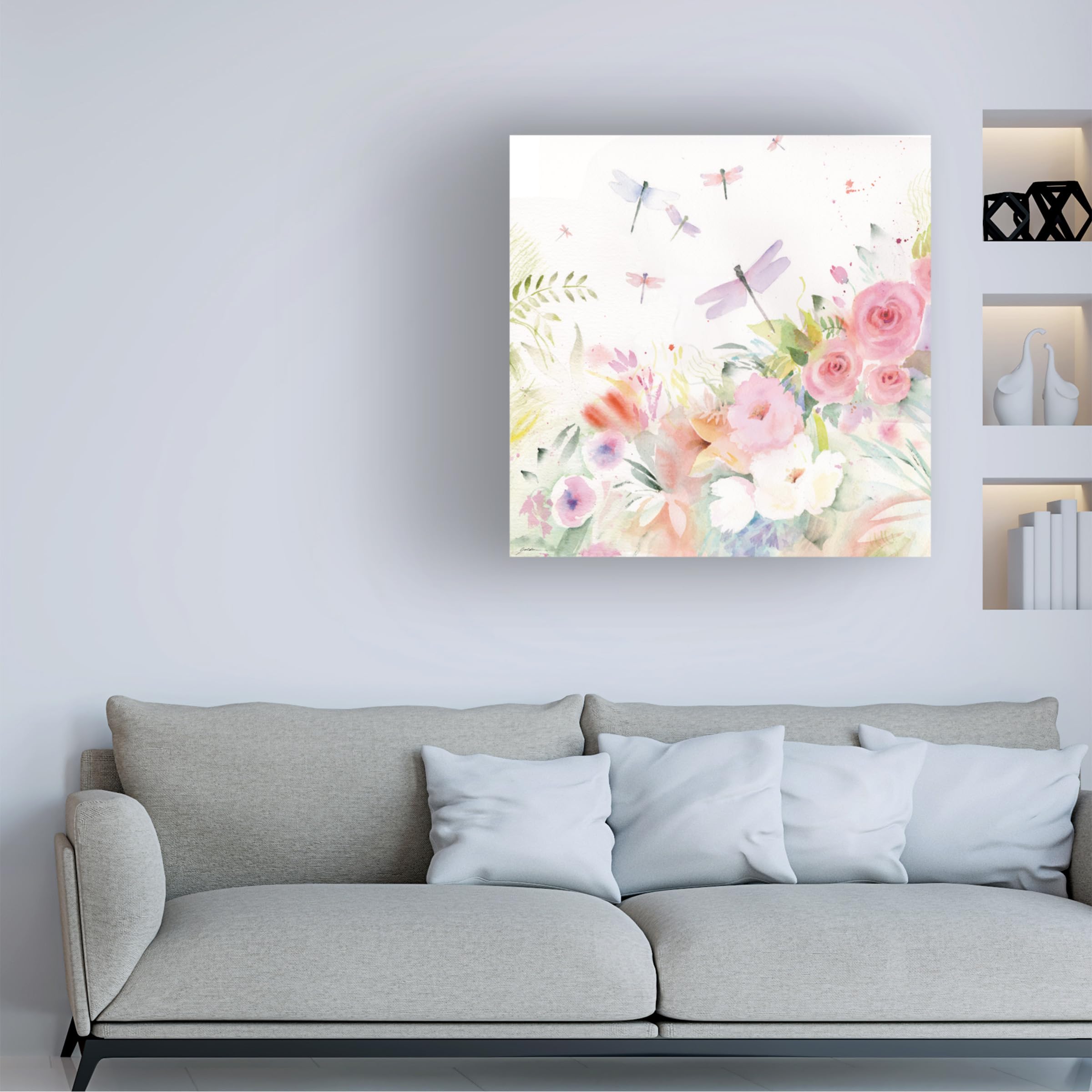 Trademark Fine Art 'Dragonfly Garden Serenade' Canvas Wall Art by Sheila Golden - Nature Inspired Home Decor for Living Room, Bedroom & Office