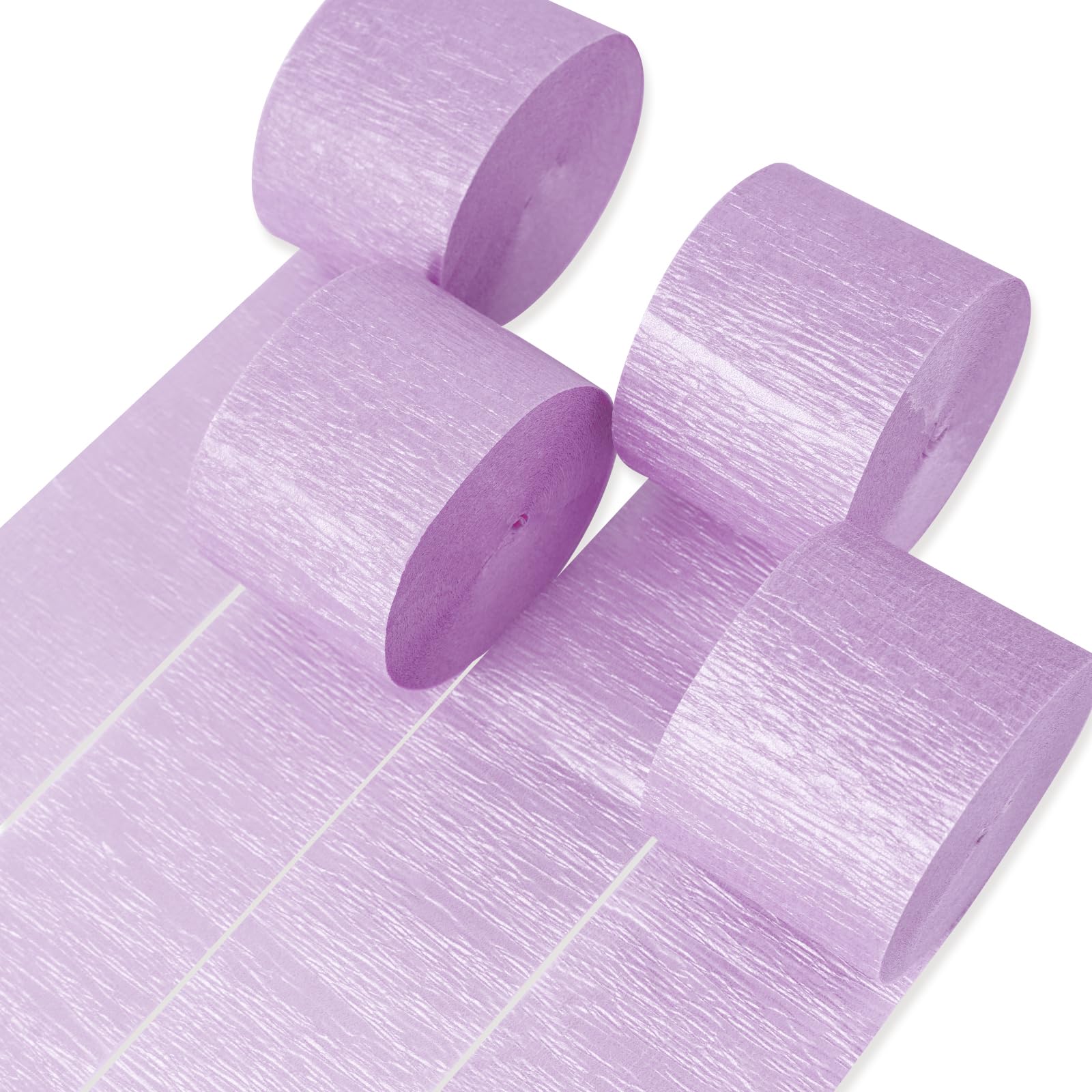 PartyWoo Crepe Paper Streamers 4 Rolls 328ft - Pearl Purple Party Decorations for Birthday, Baby Shower, Wedding & Holiday Celebrations | 1.8